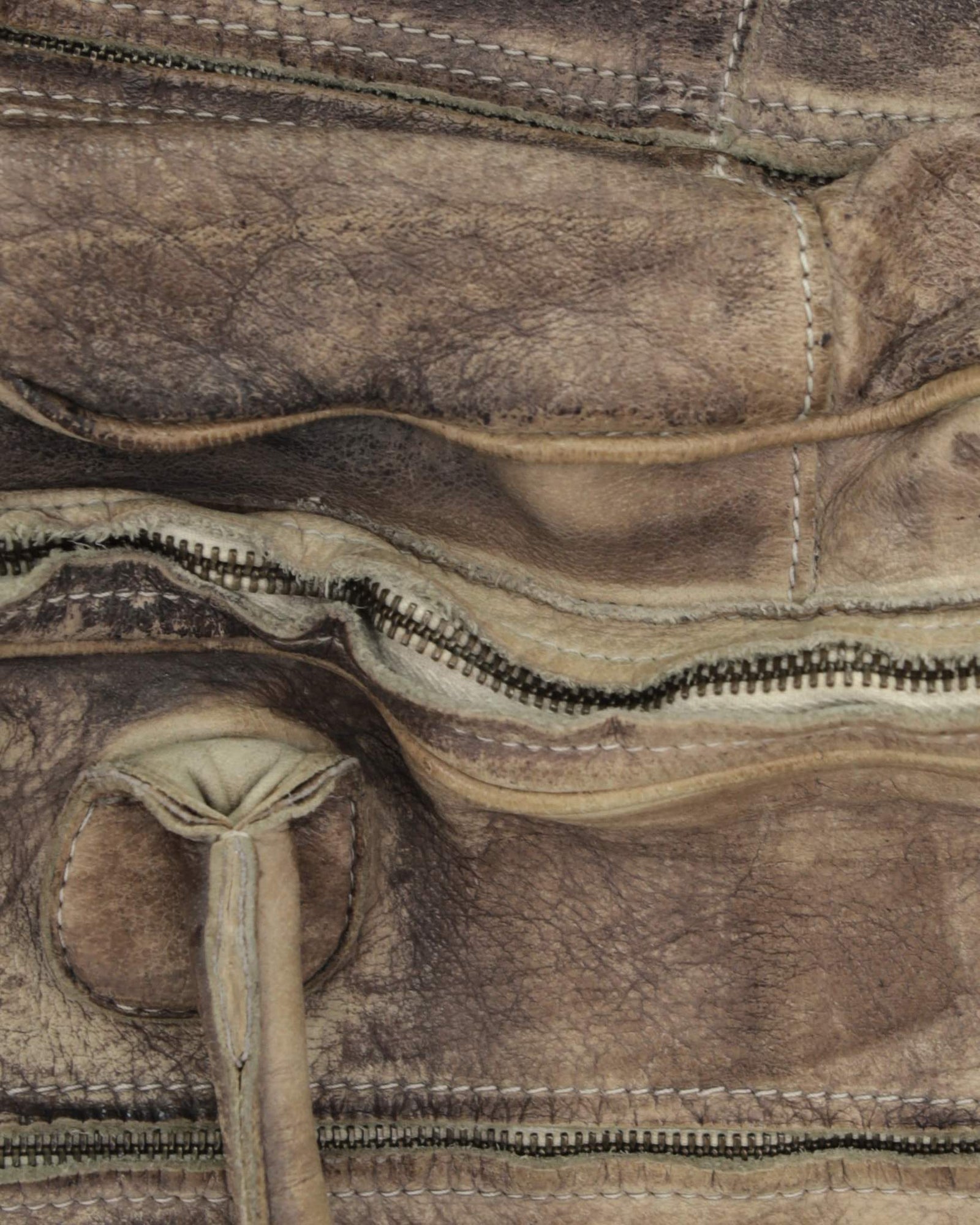 maxi multi shaded zipper leather bag