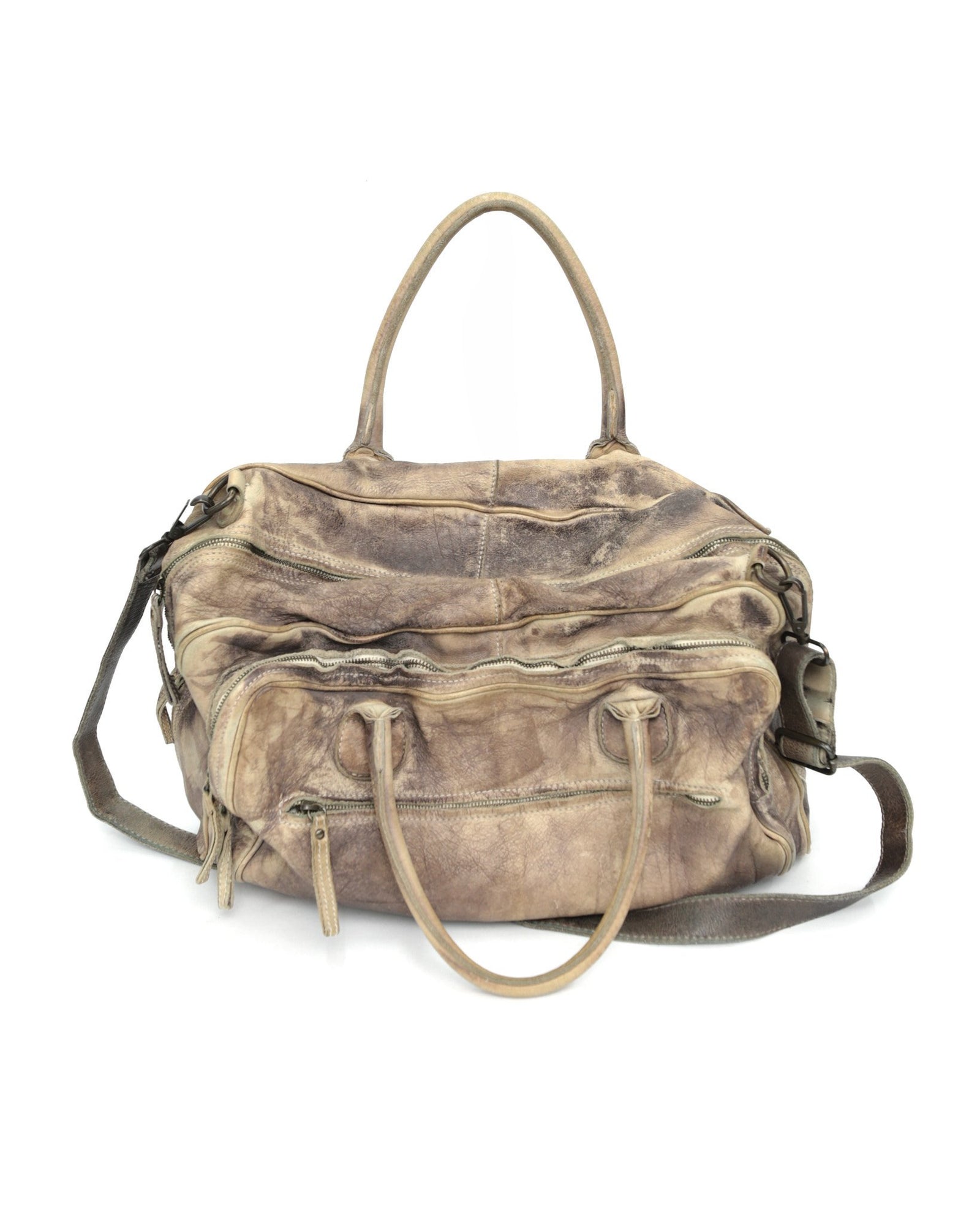 maxi multi shaded zipper leather bag