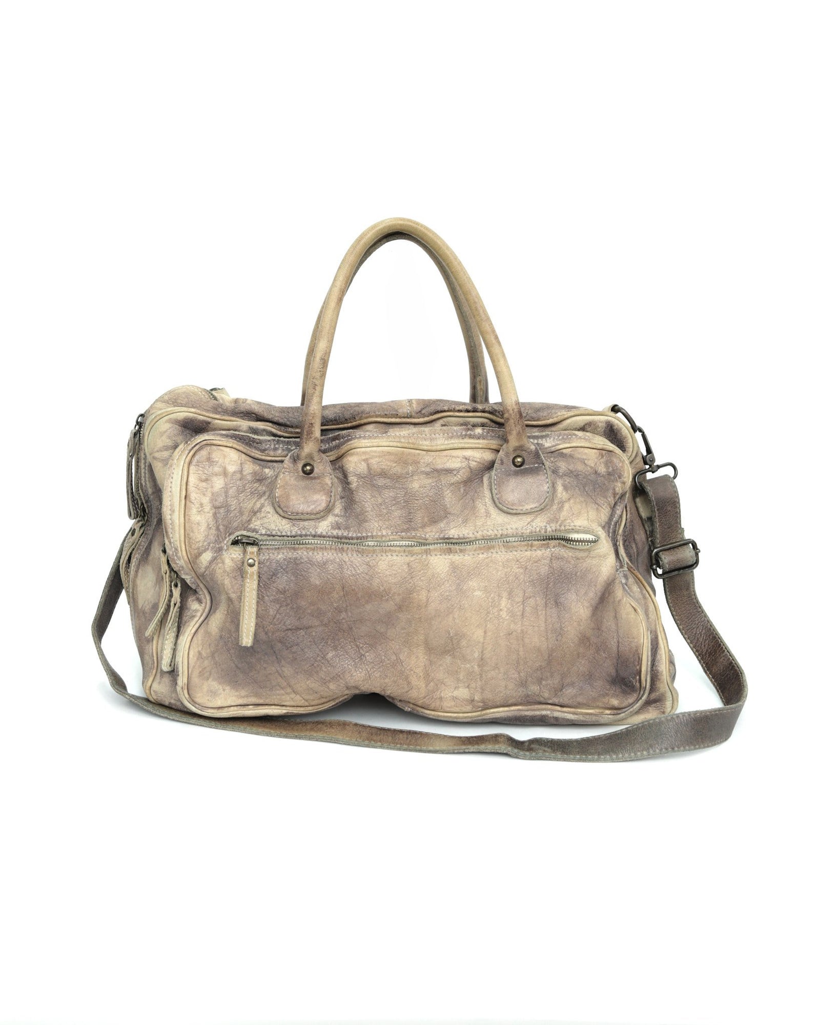 maxi multi shaded zipper leather bag