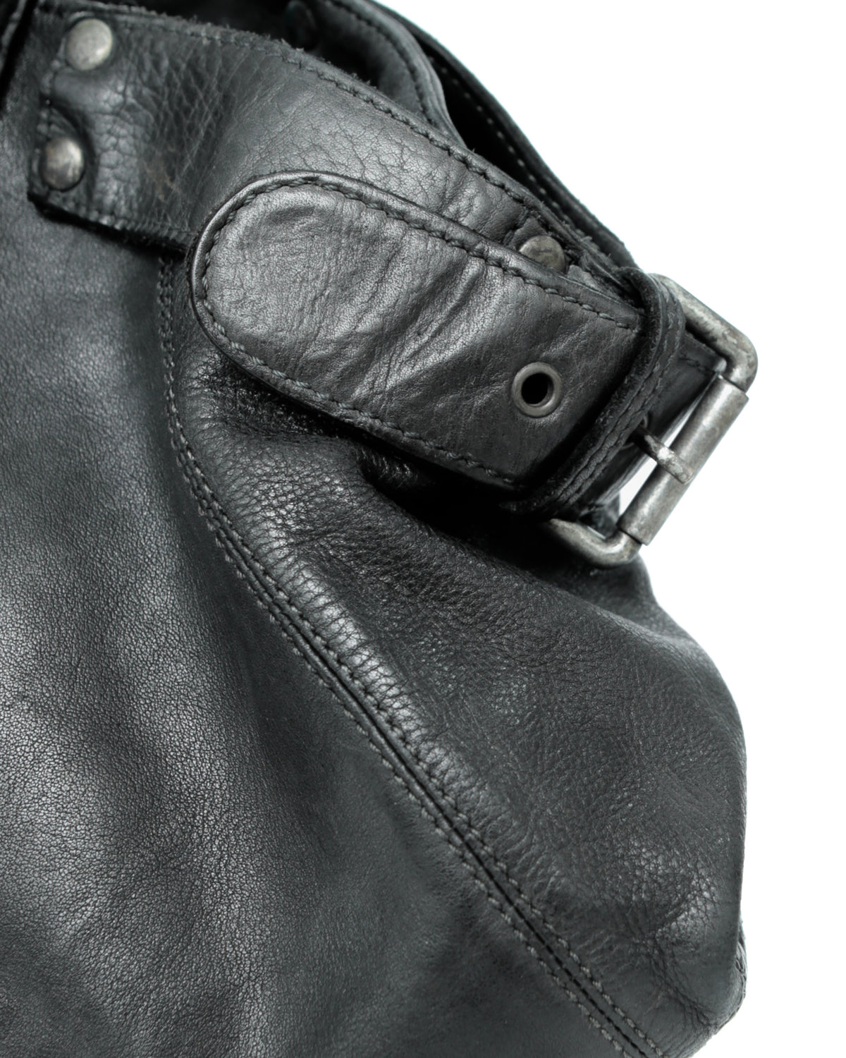 maxi multipocket black leather bag