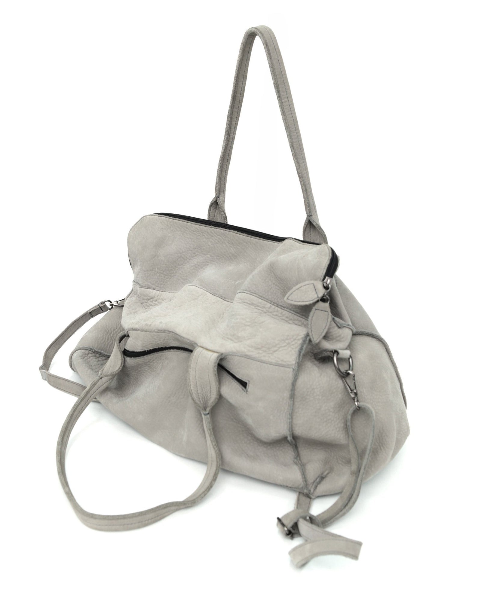 maxi washed grey flap bag