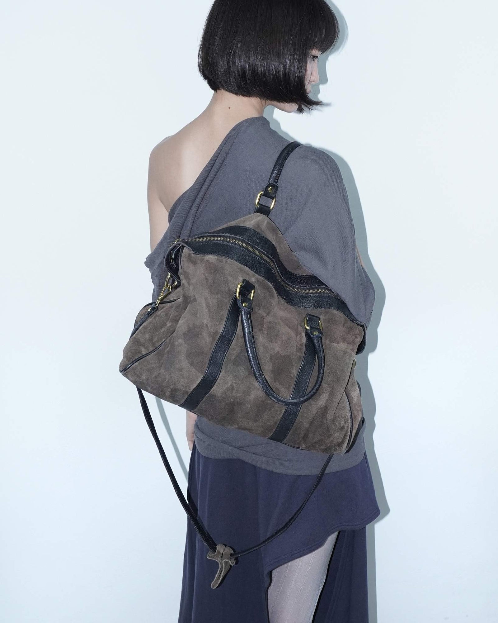 medium camouflage suede bag
