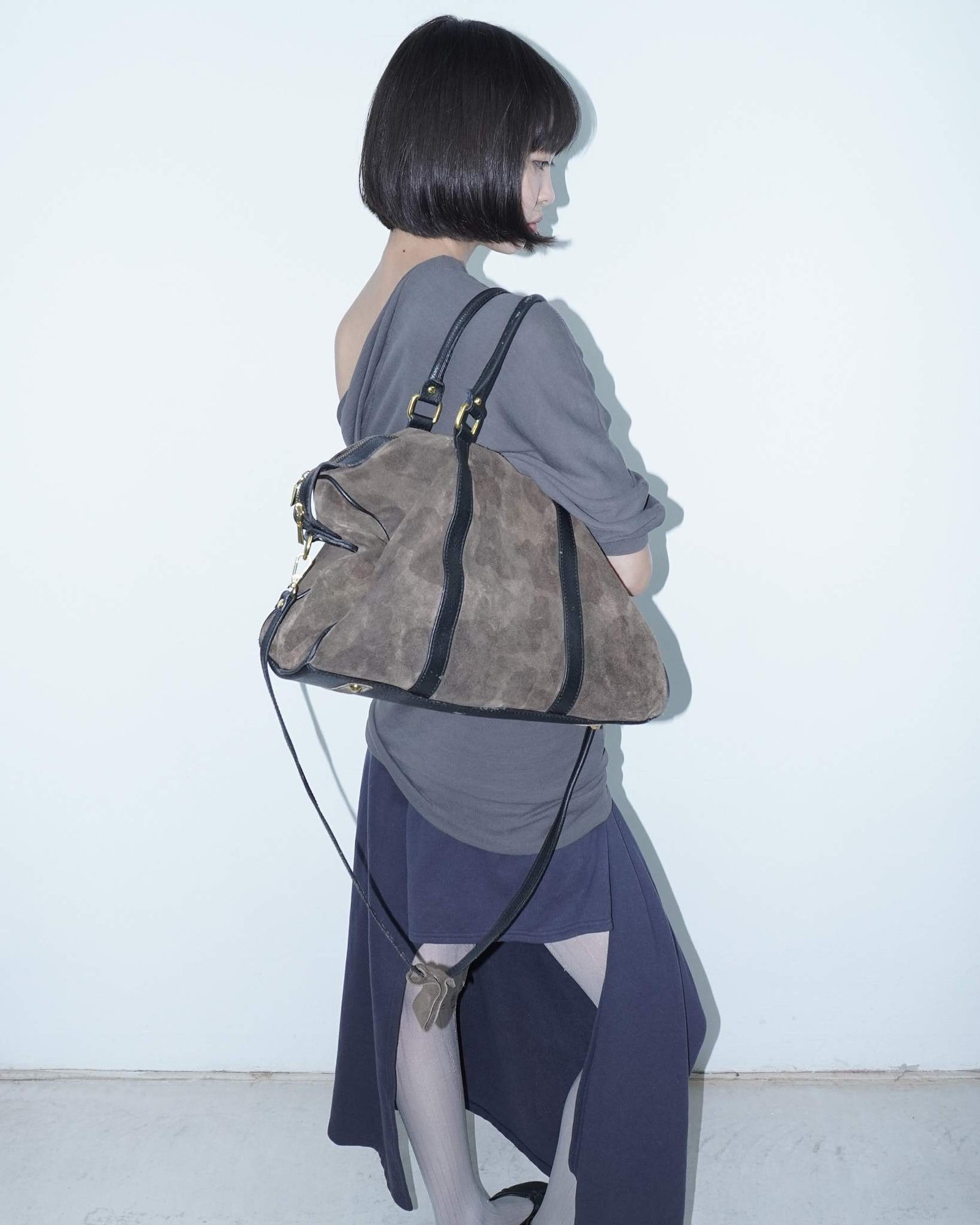 medium camouflage suede bag