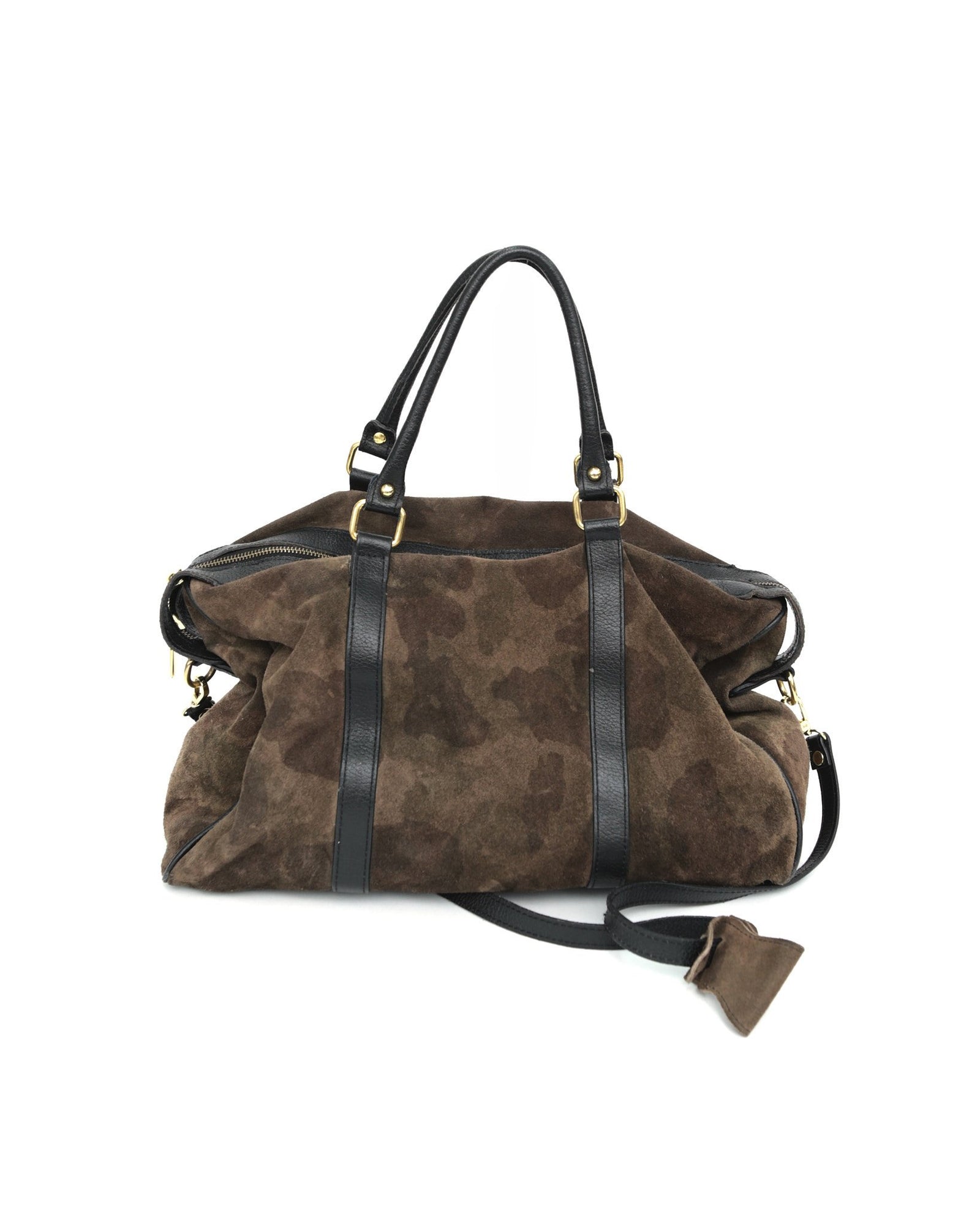 medium camouflage suede bag