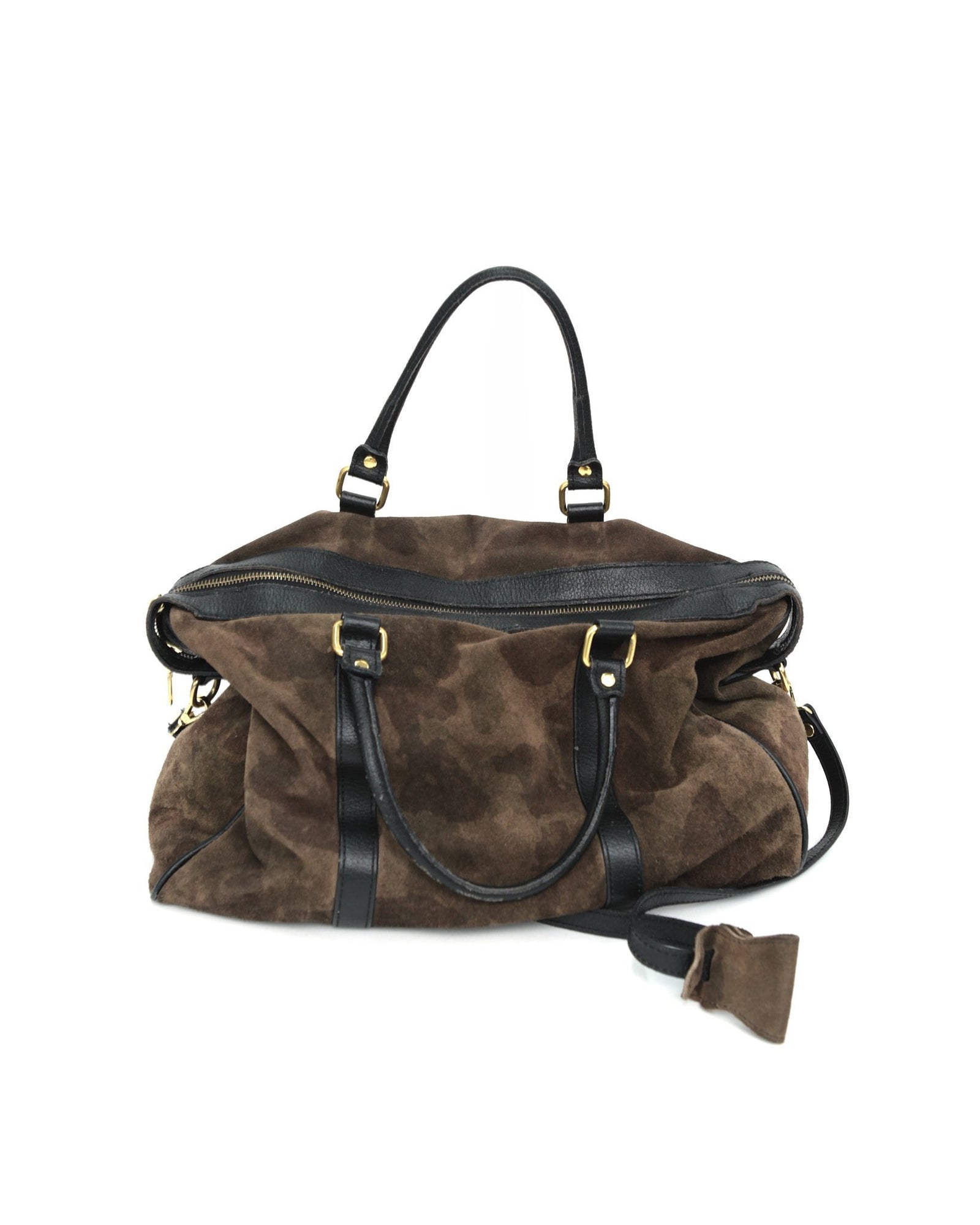 medium camouflage suede bag