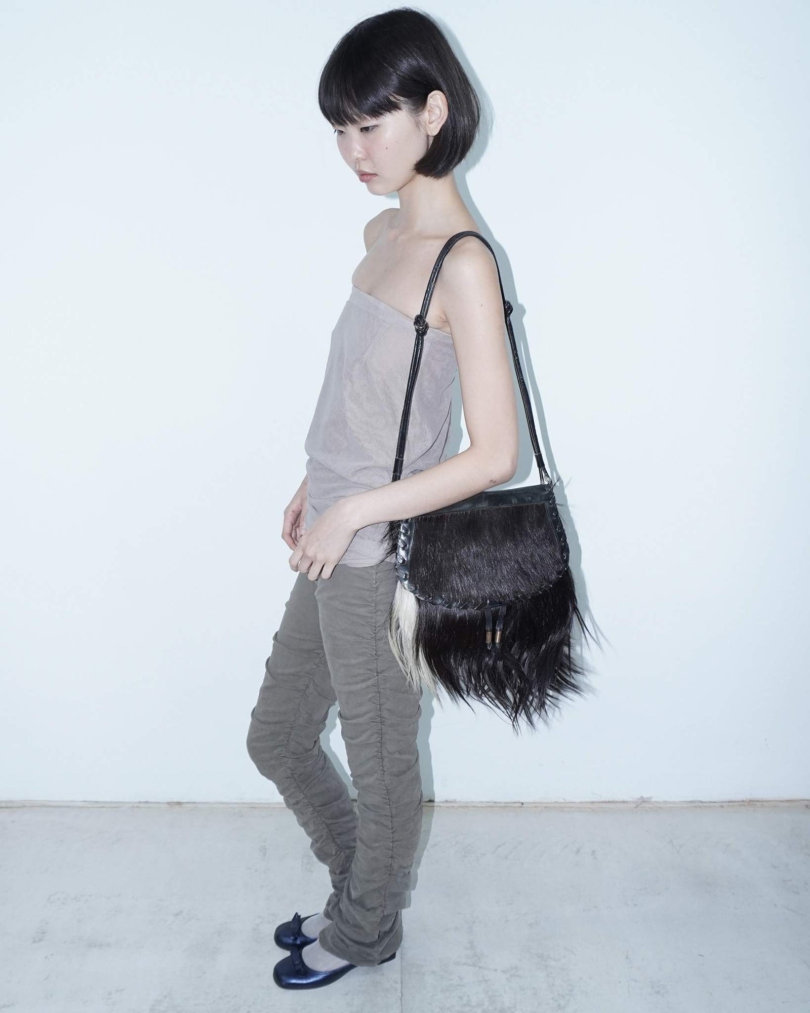 medium multi color pony hair cross body bag