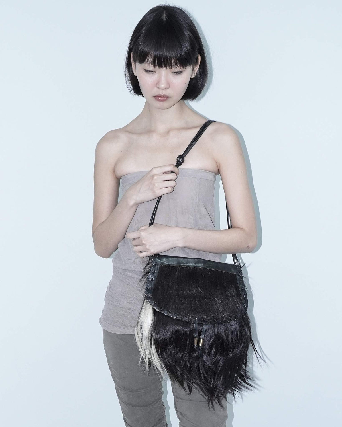 medium multi color pony hair cross body bag