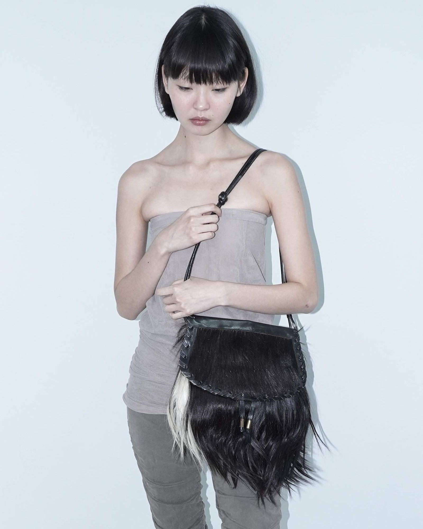 medium multi color pony hair cross body bag