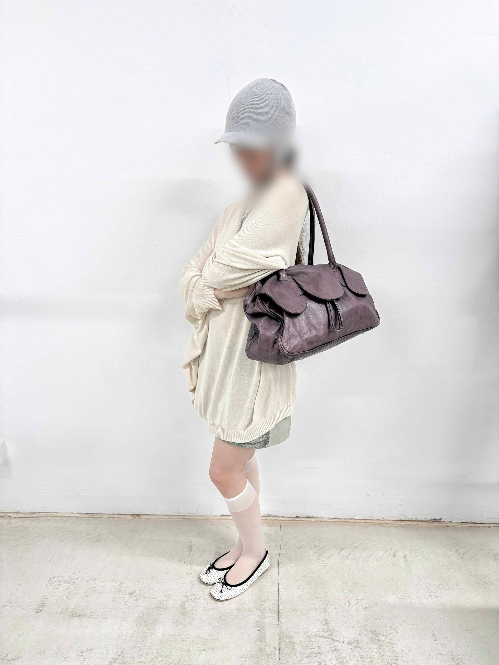 medium washed purple leather bag
