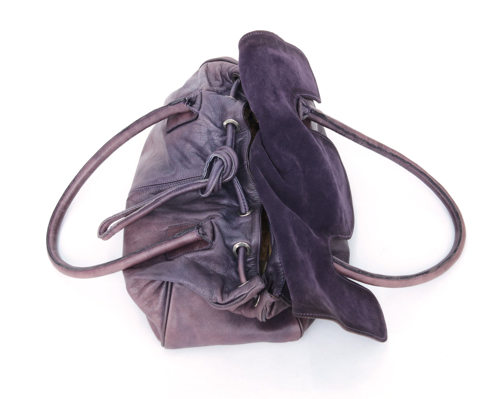 medium washed purple leather bag