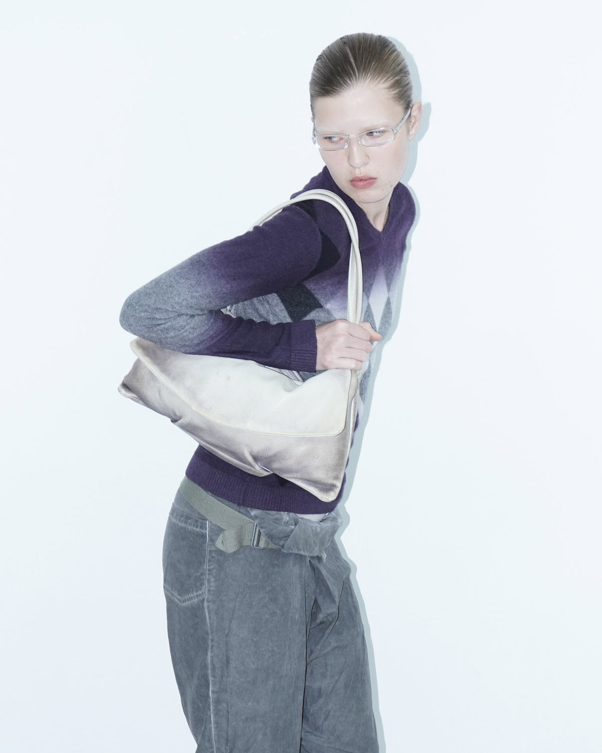 medium washed taupe flap bag