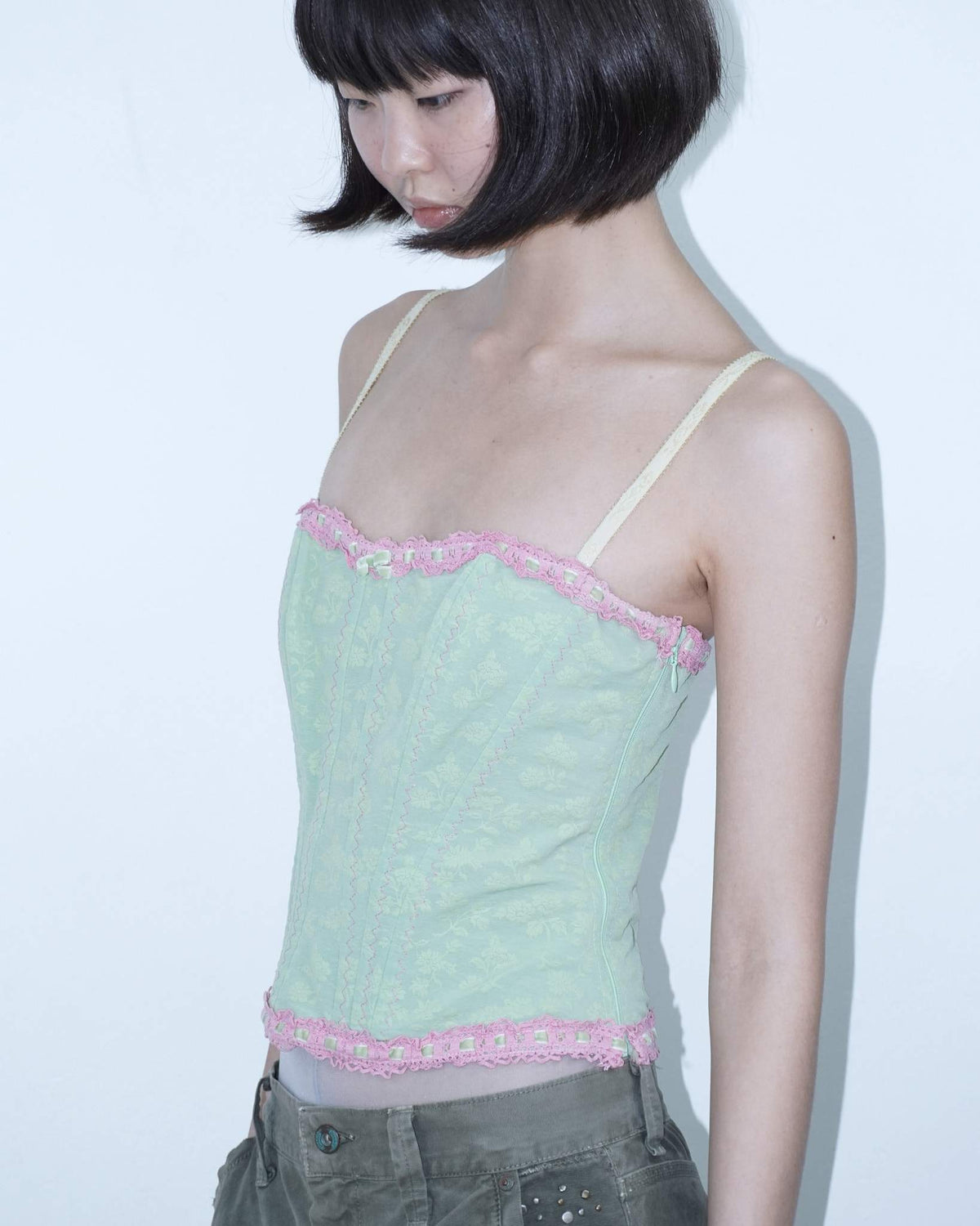 mint green cute corset