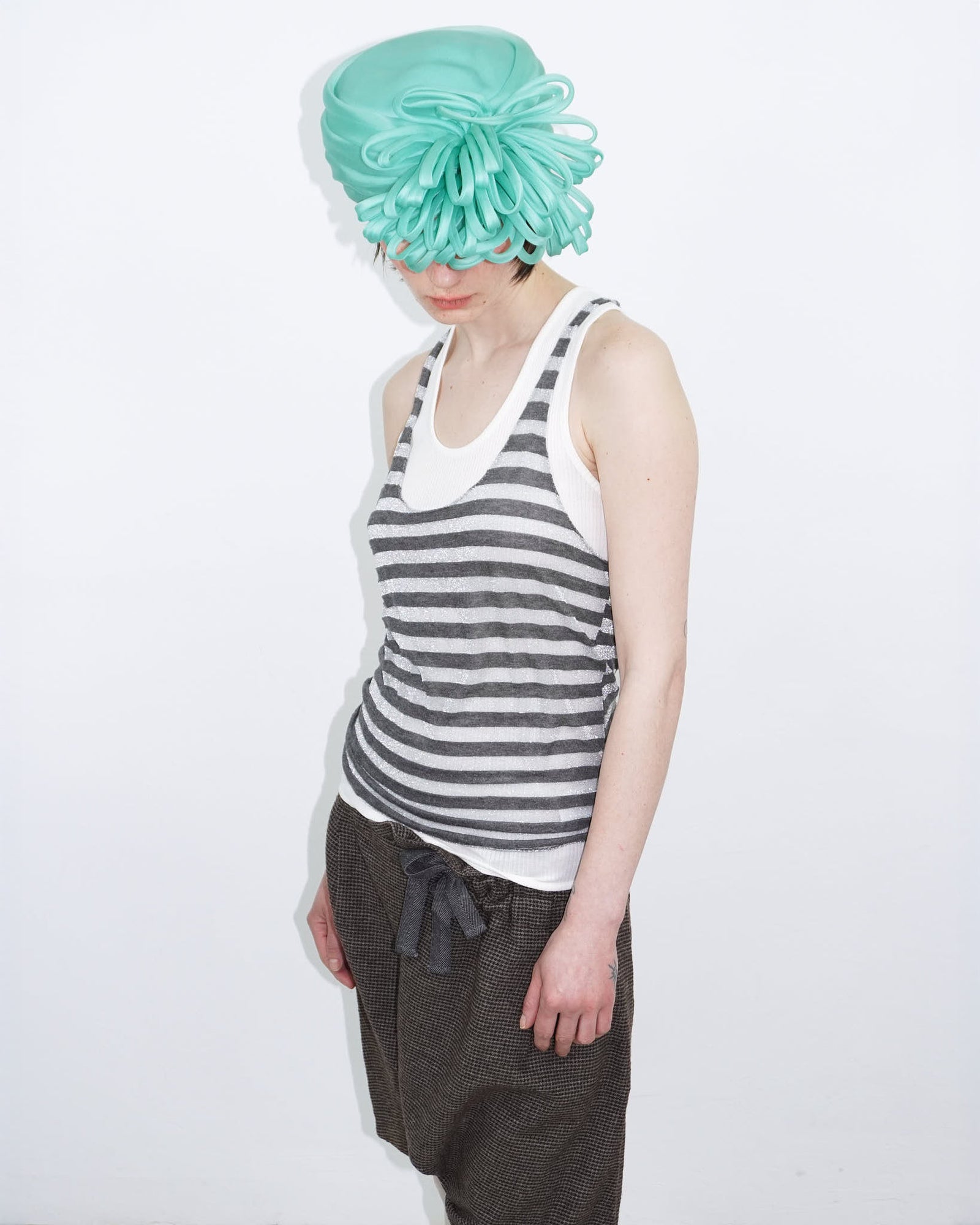 mint green silk sculptural headpiece