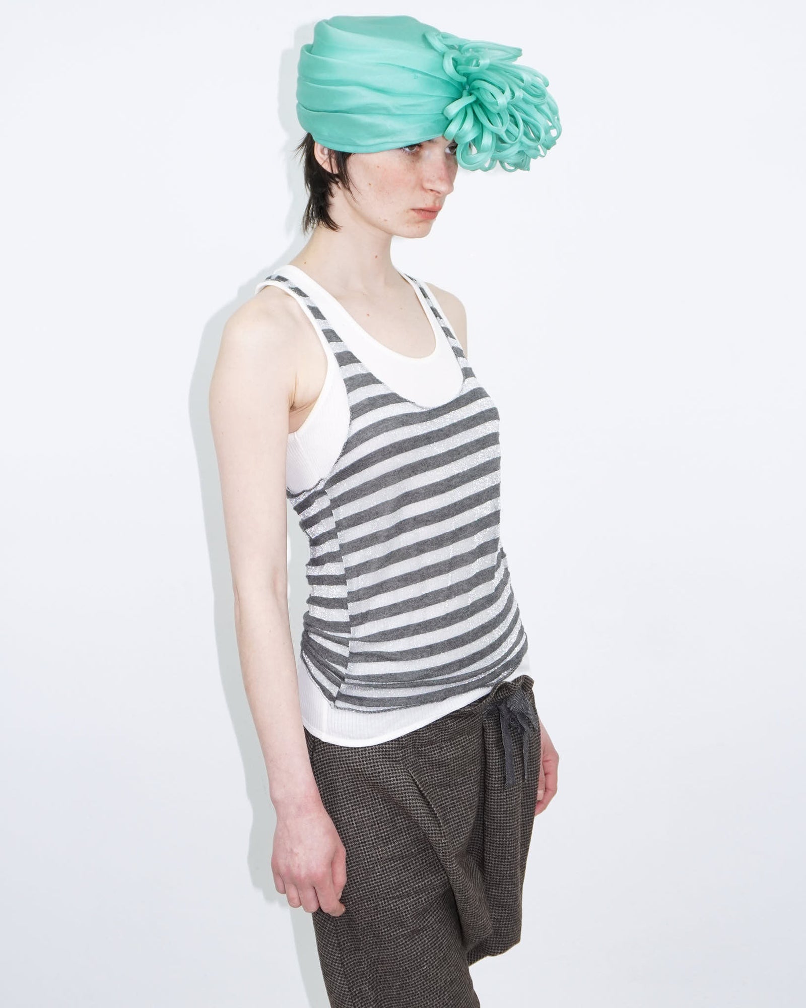 mint green silk sculptural headpiece