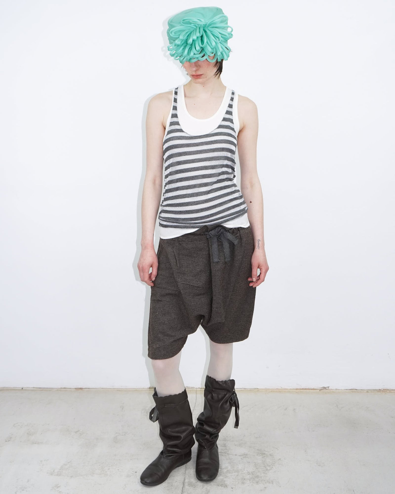 mint green silk sculptural headpiece