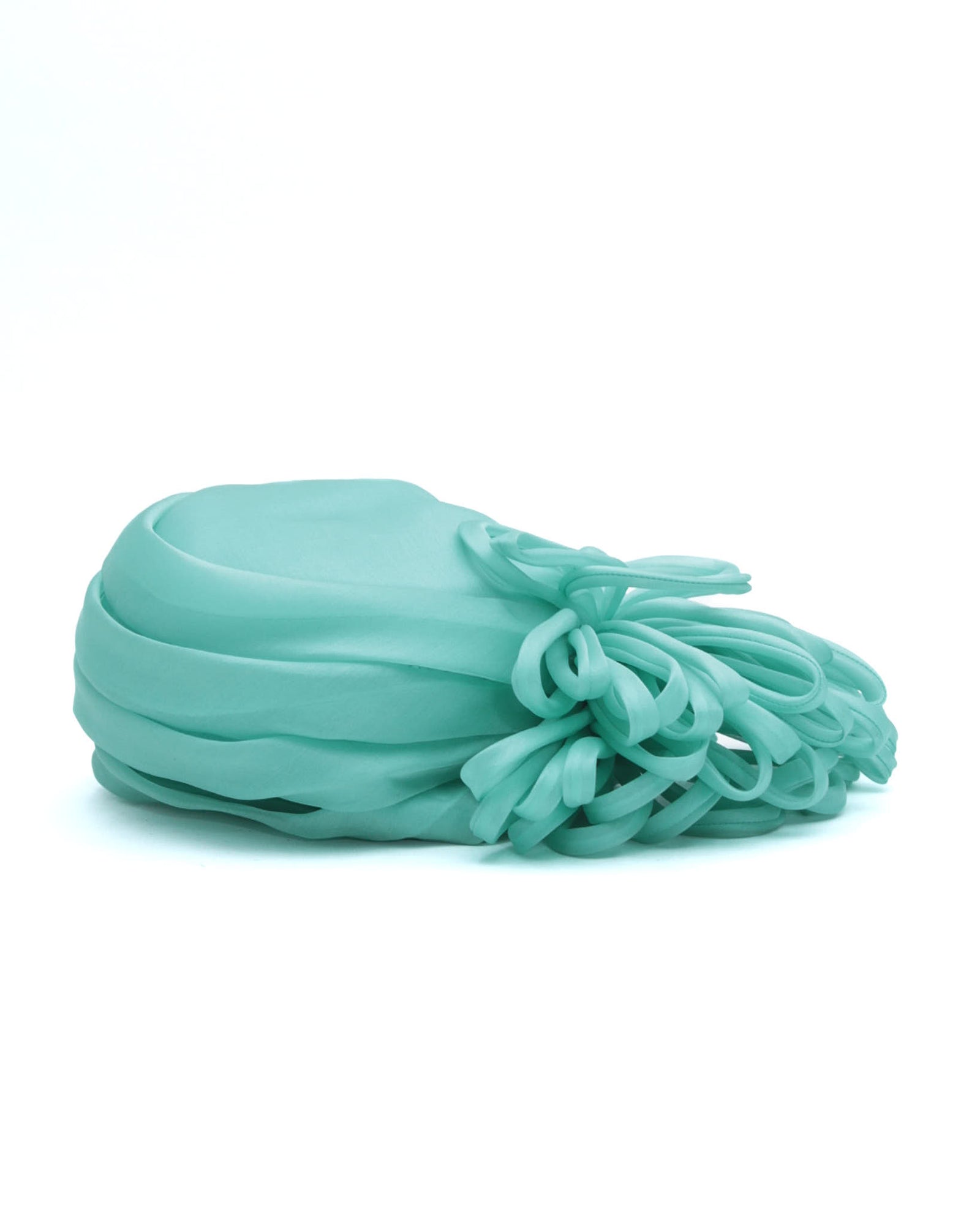 mint green silk sculptural headpiece