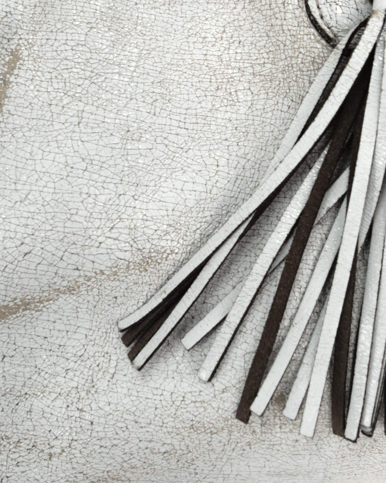 multi zipper distressed white leather bag