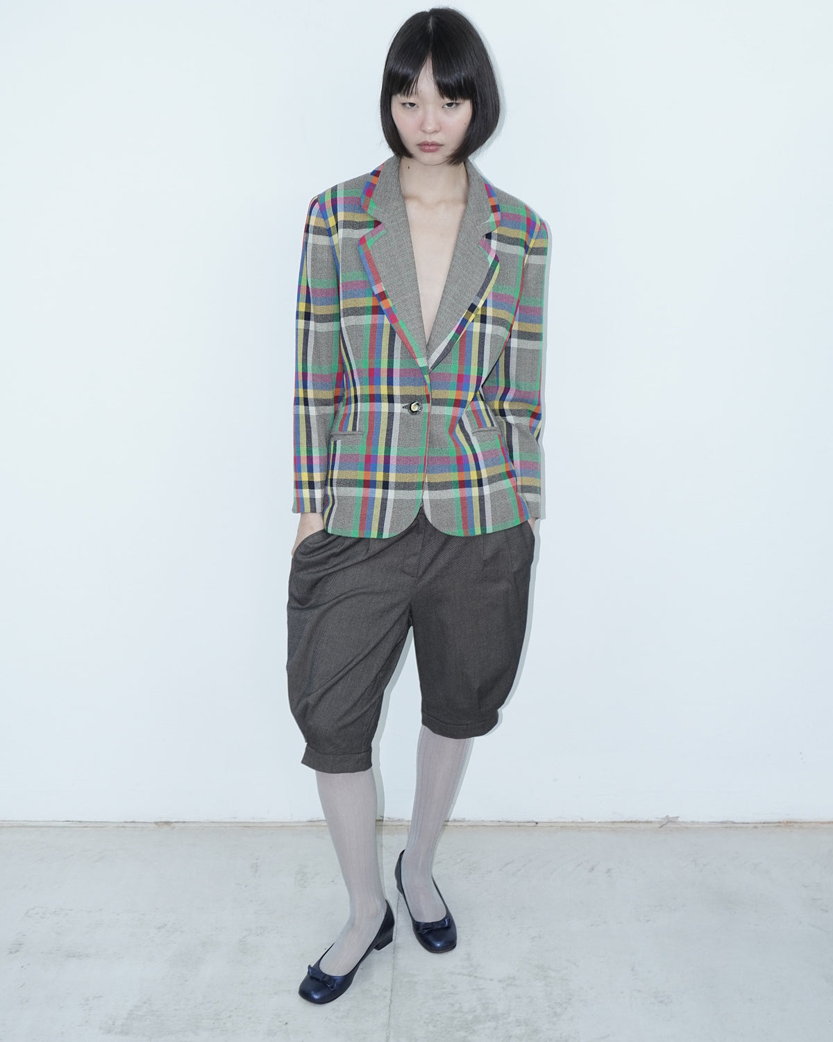 multicoloured glitch wool blazer