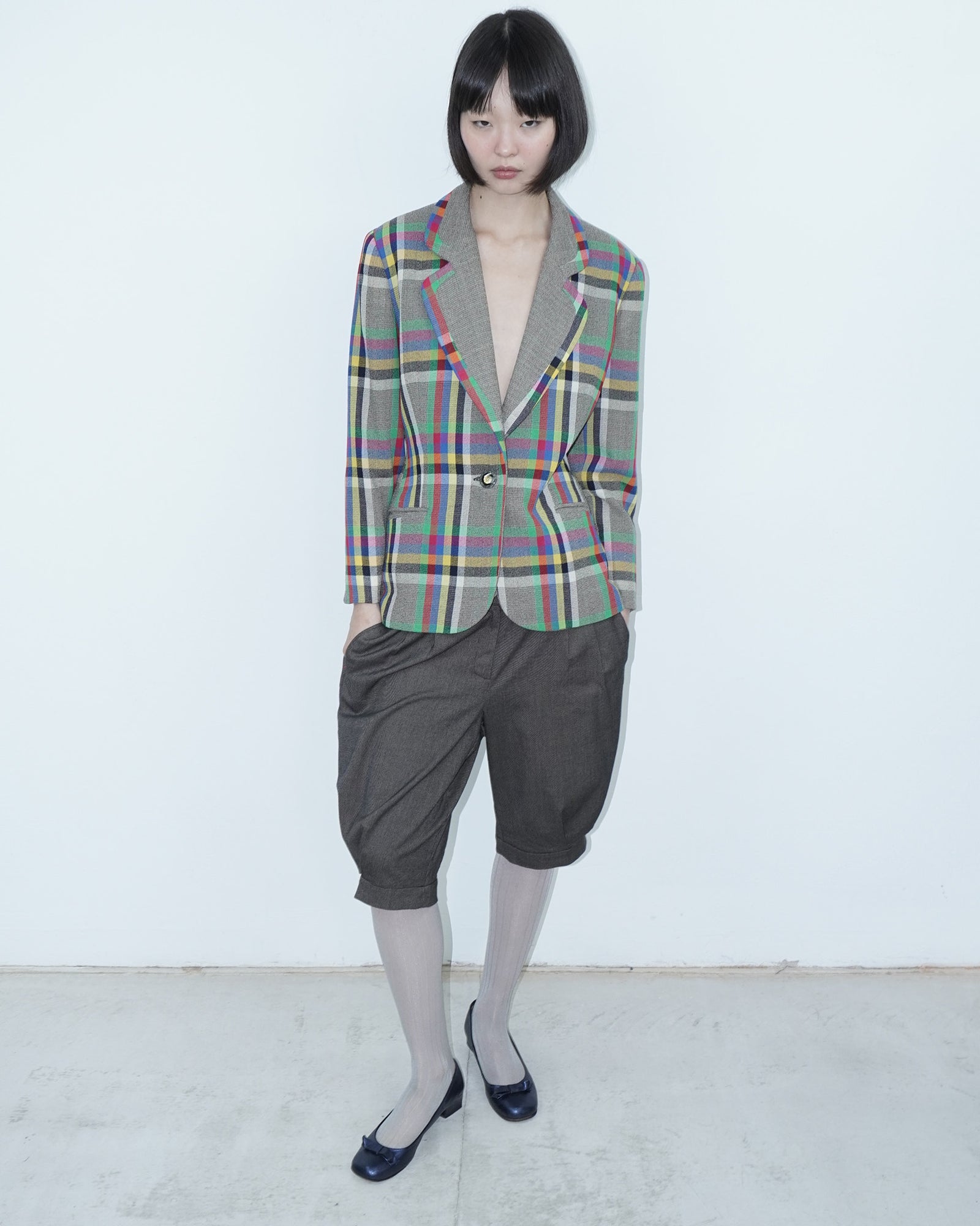 multicoloured glitch wool blazer
