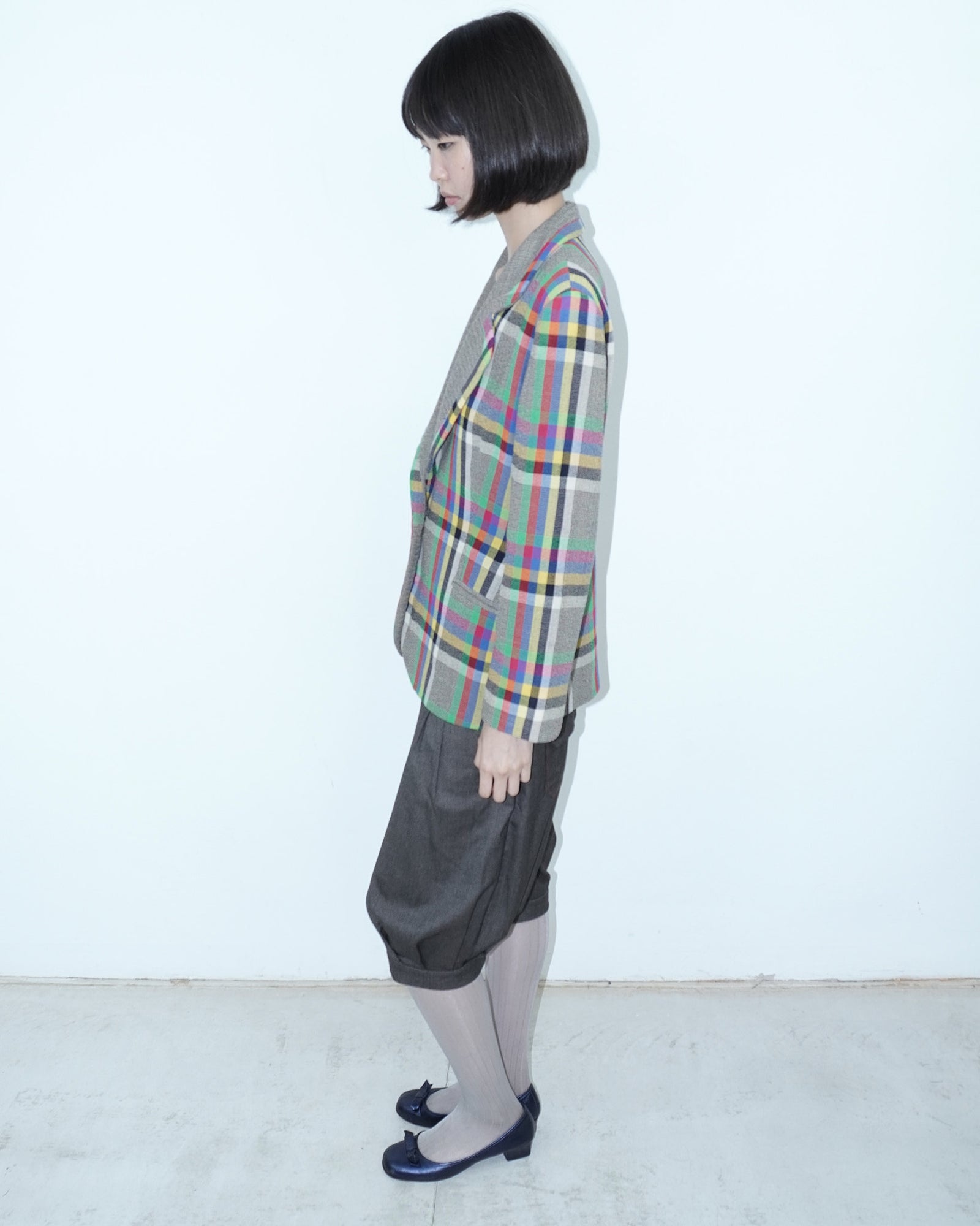 multicoloured glitch wool blazer