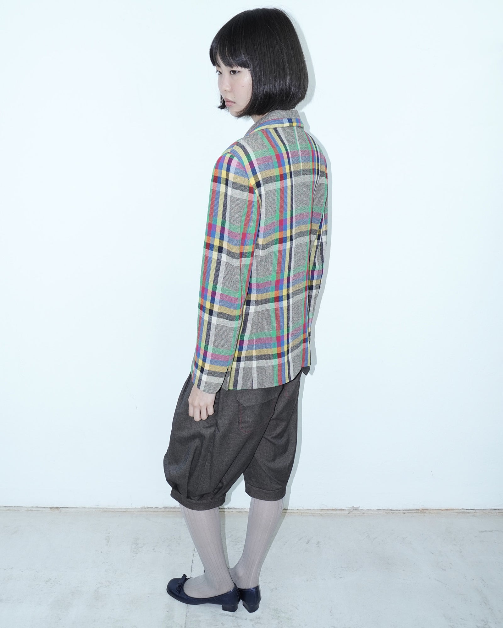 multicoloured glitch wool blazer