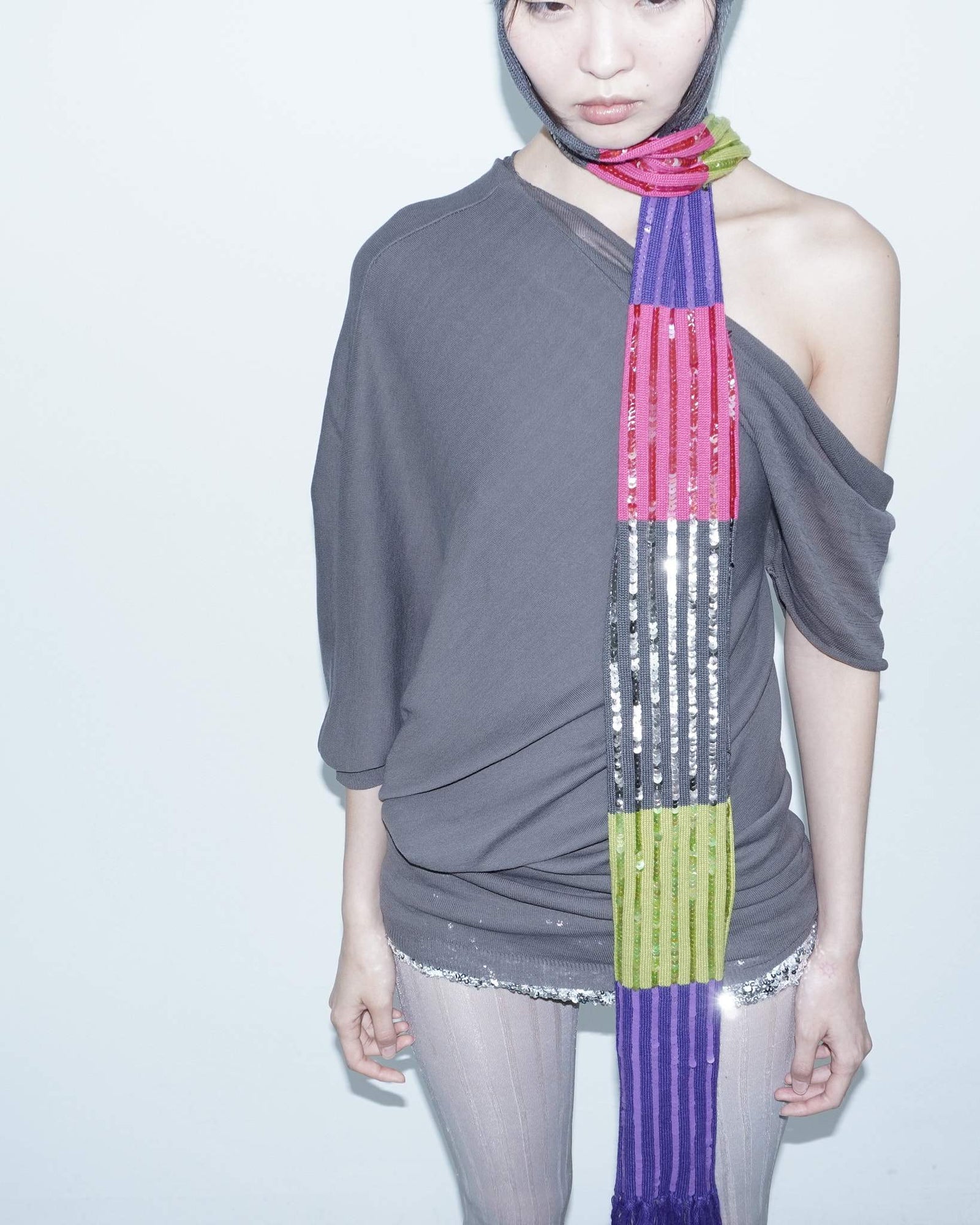 multicoloured sequin knit hat