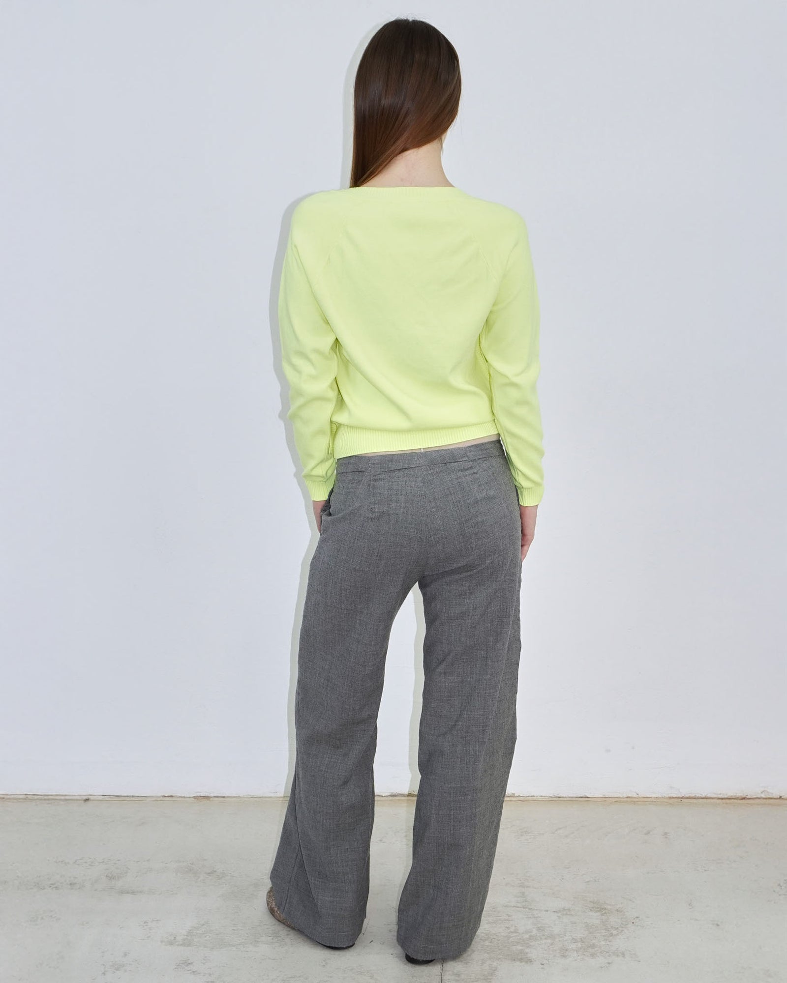 neon yellow v neck sweater