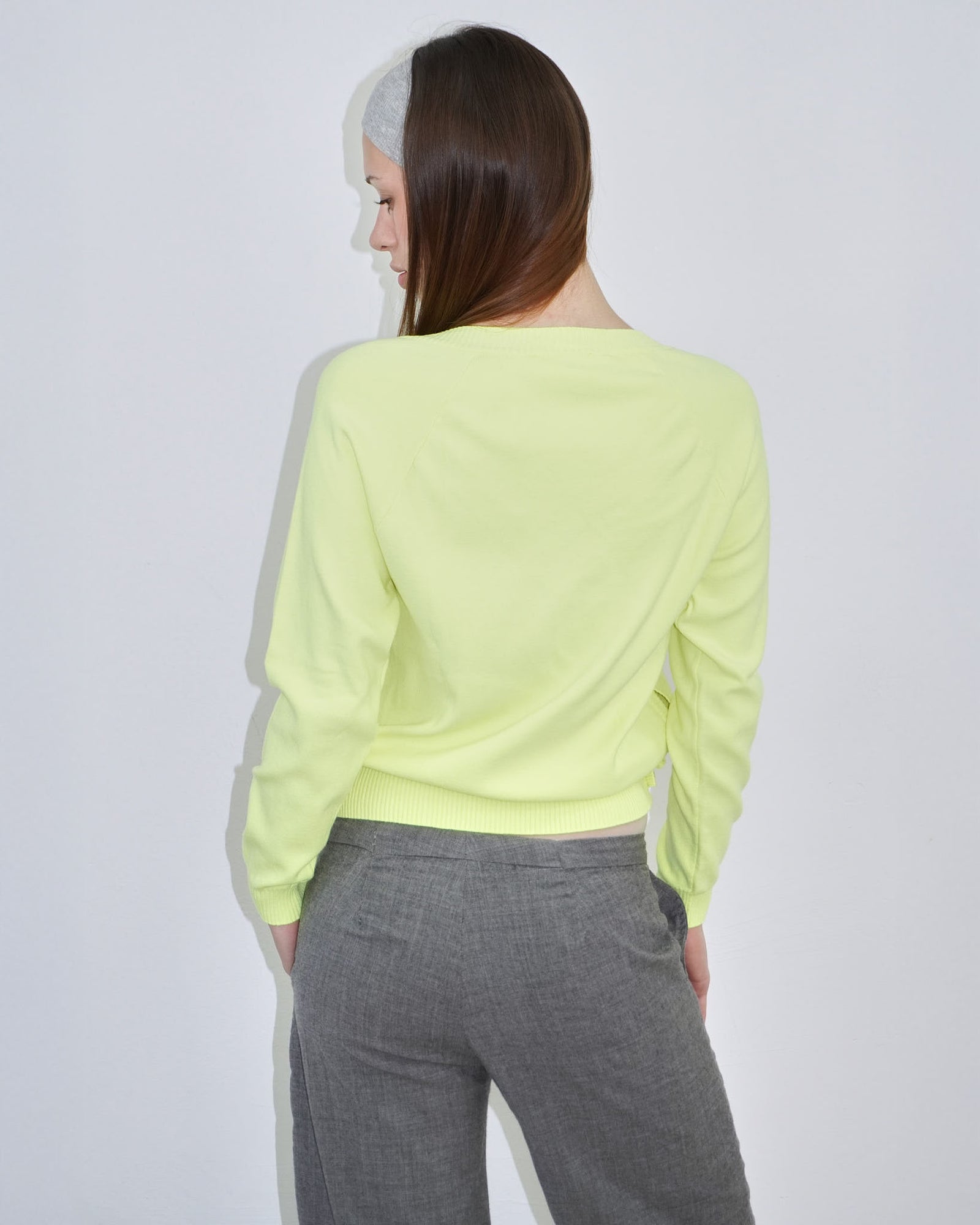 neon yellow v neck sweater