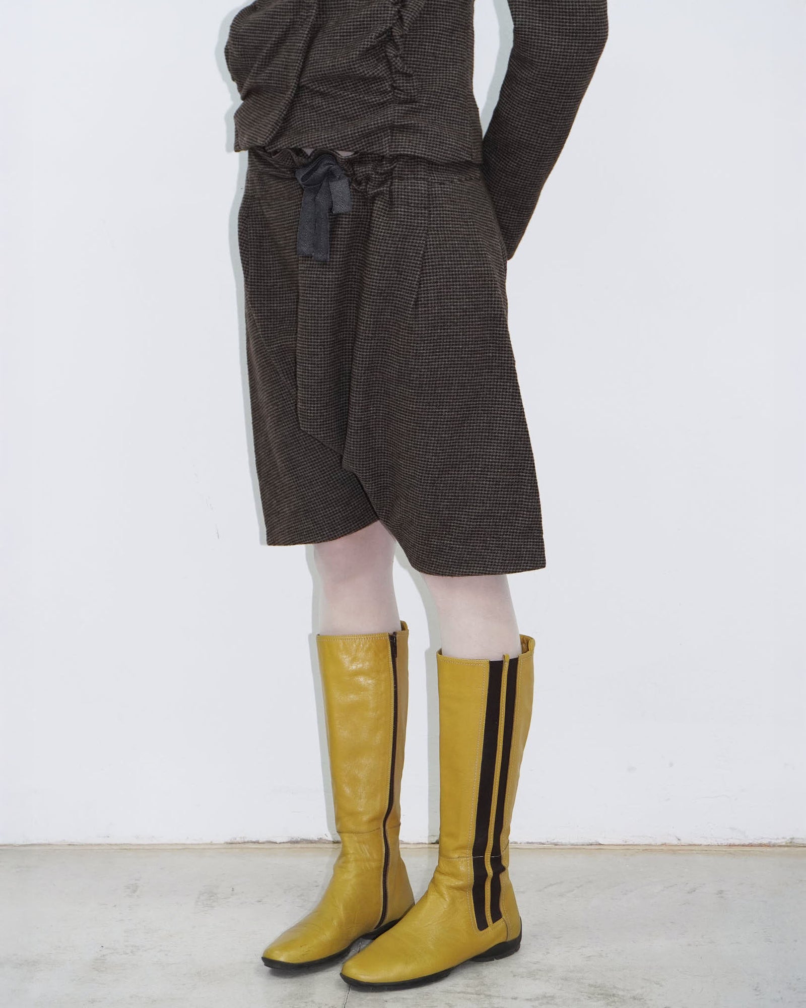 oversized plaid wool capri pants