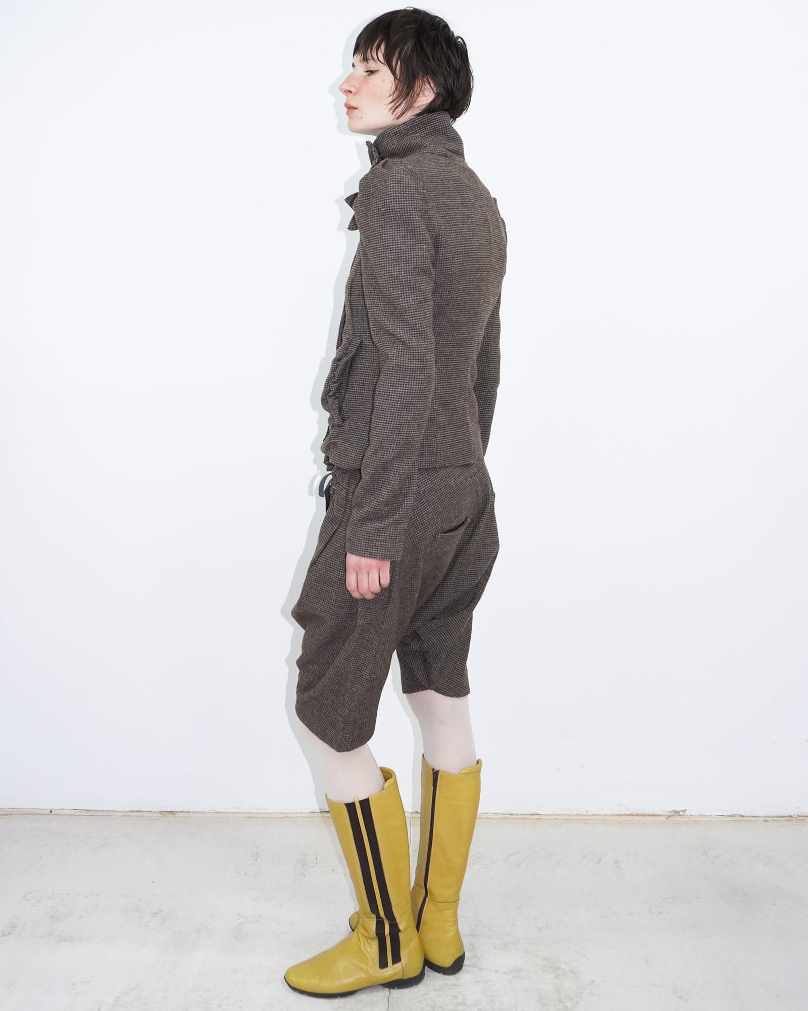 oversized plaid wool capri pants