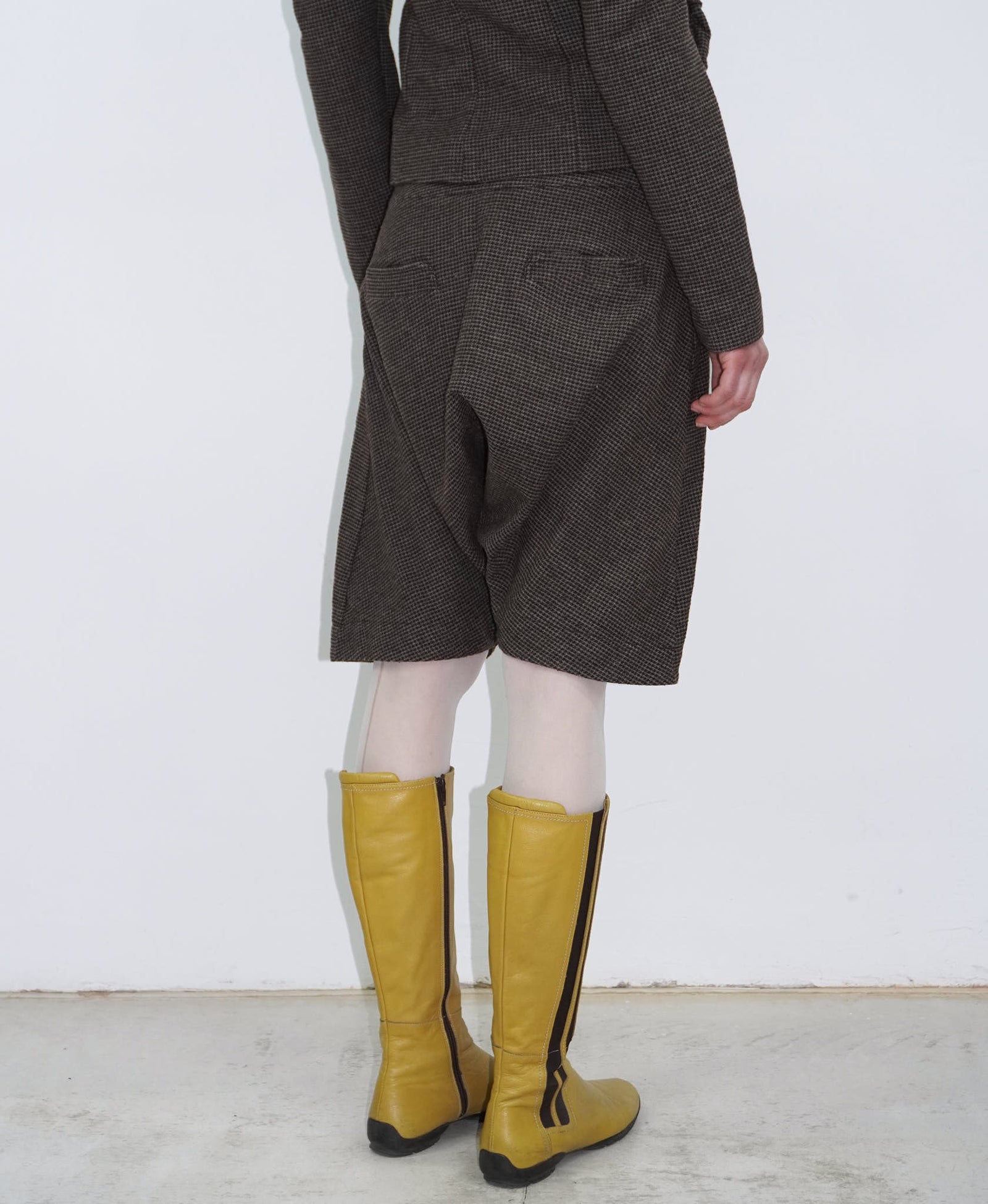oversized plaid wool capri pants
