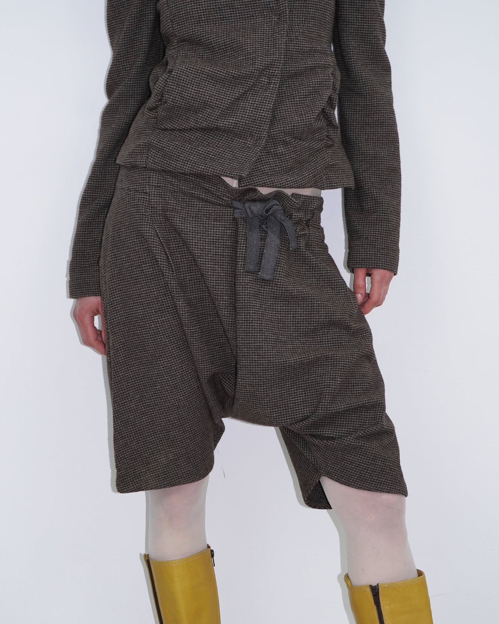 oversized plaid wool capri pants