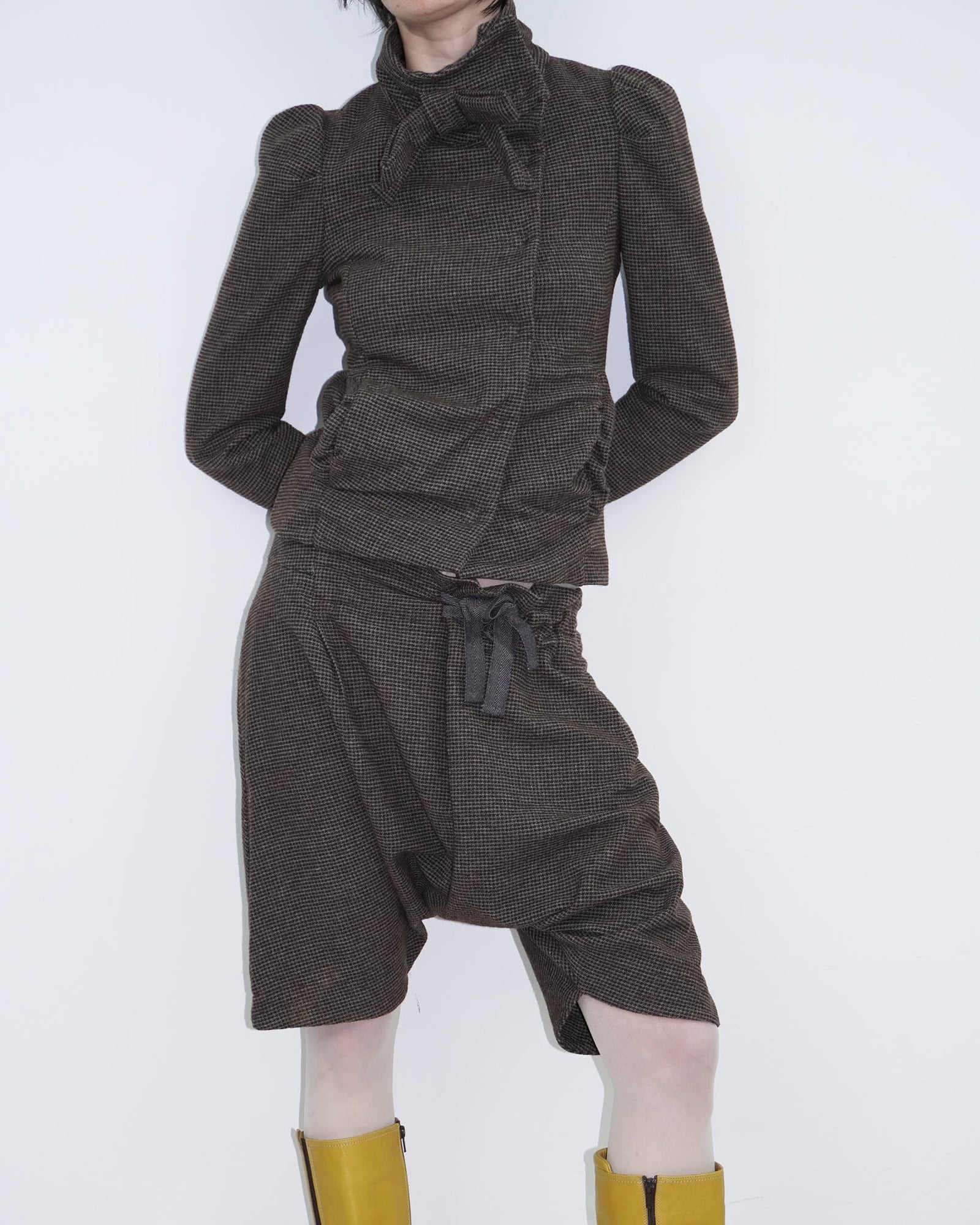 oversized plaid wool capri pants