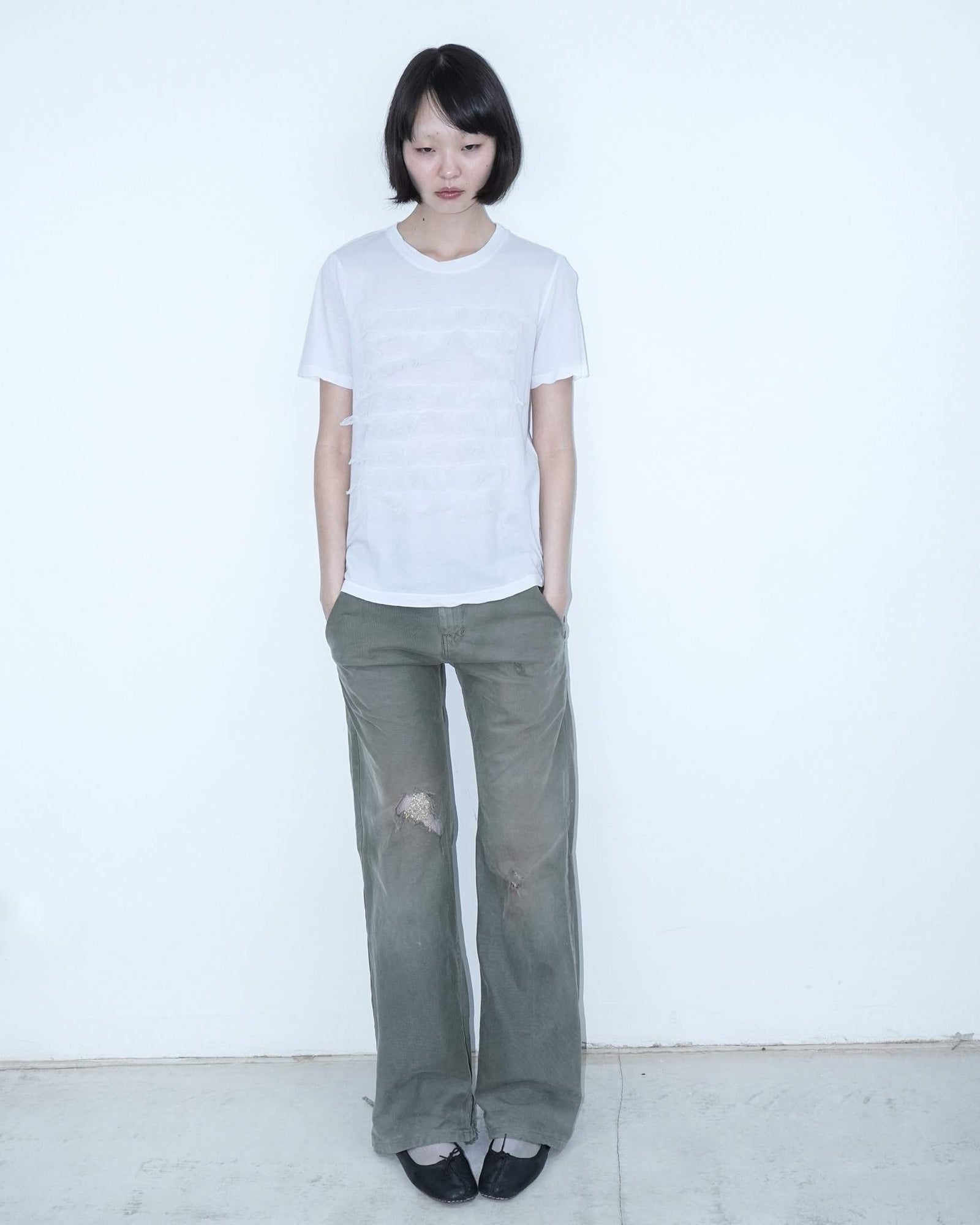 oversized white tee with mesh details