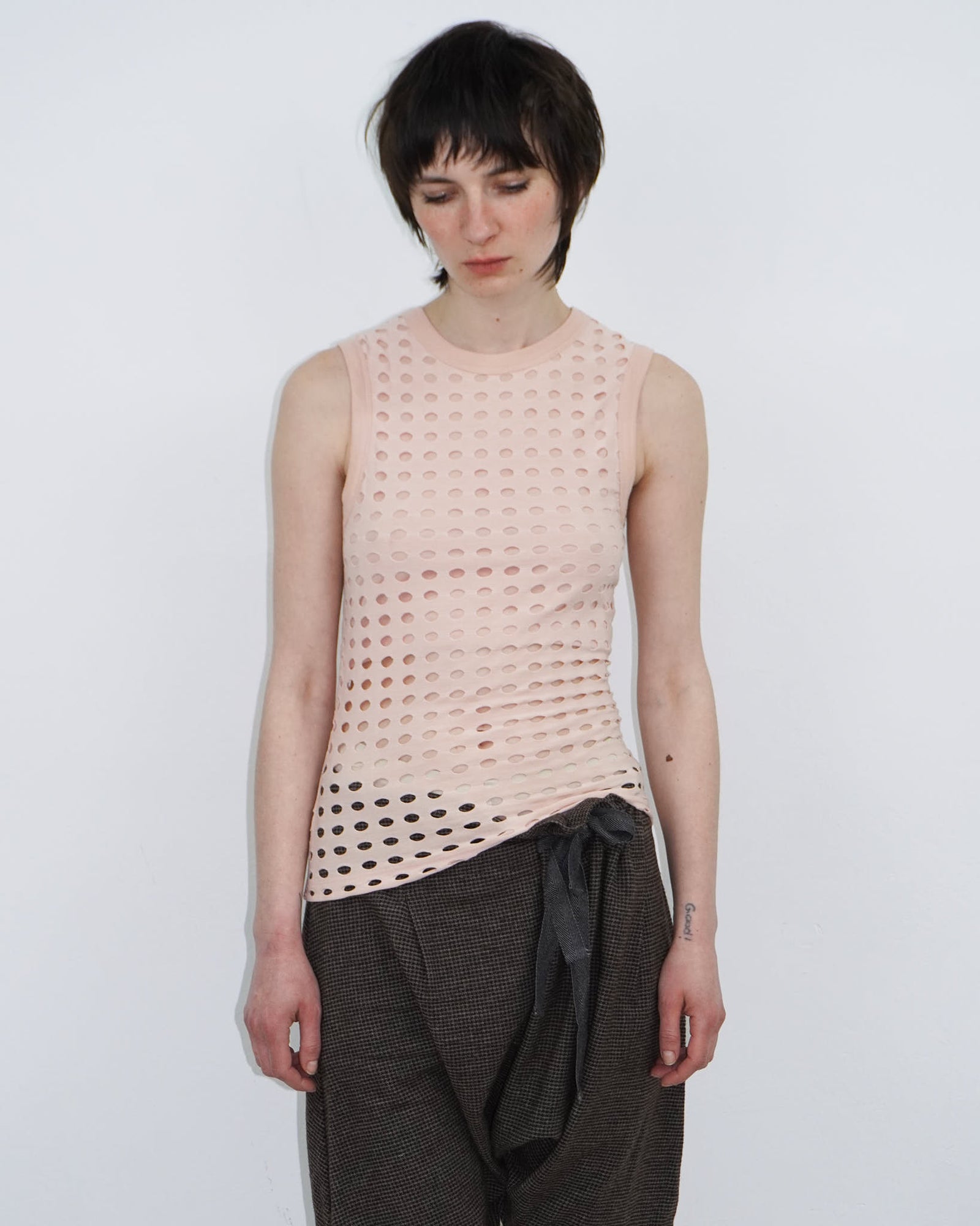 pale pink cut-out tank top
