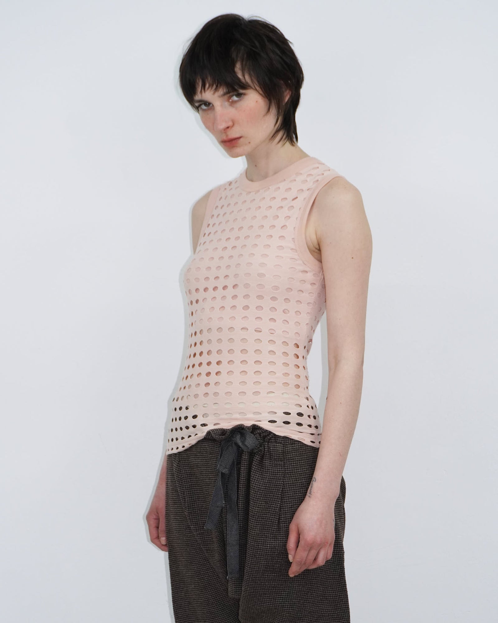 pale pink cut-out tank top