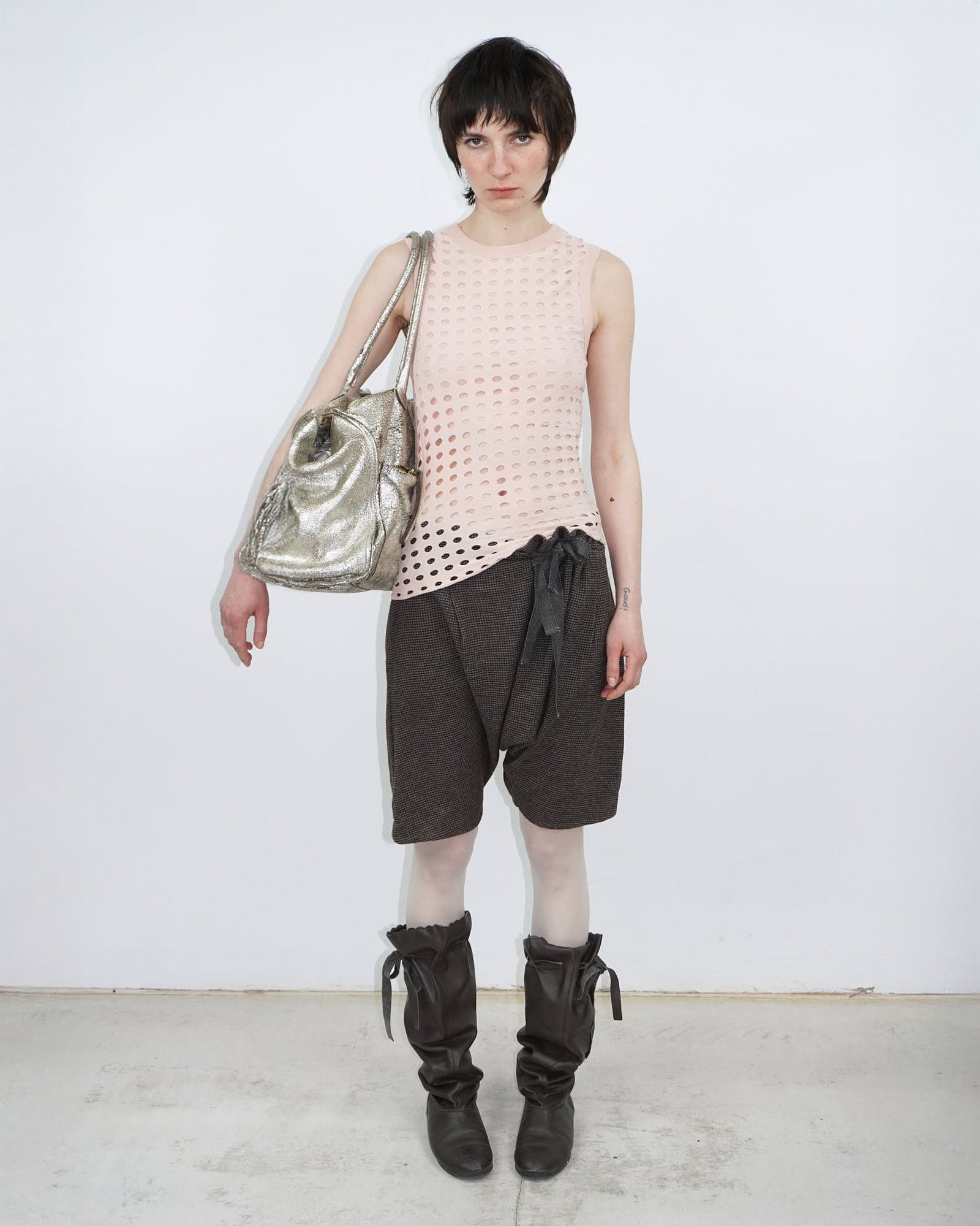 pale pink cut-out tank top