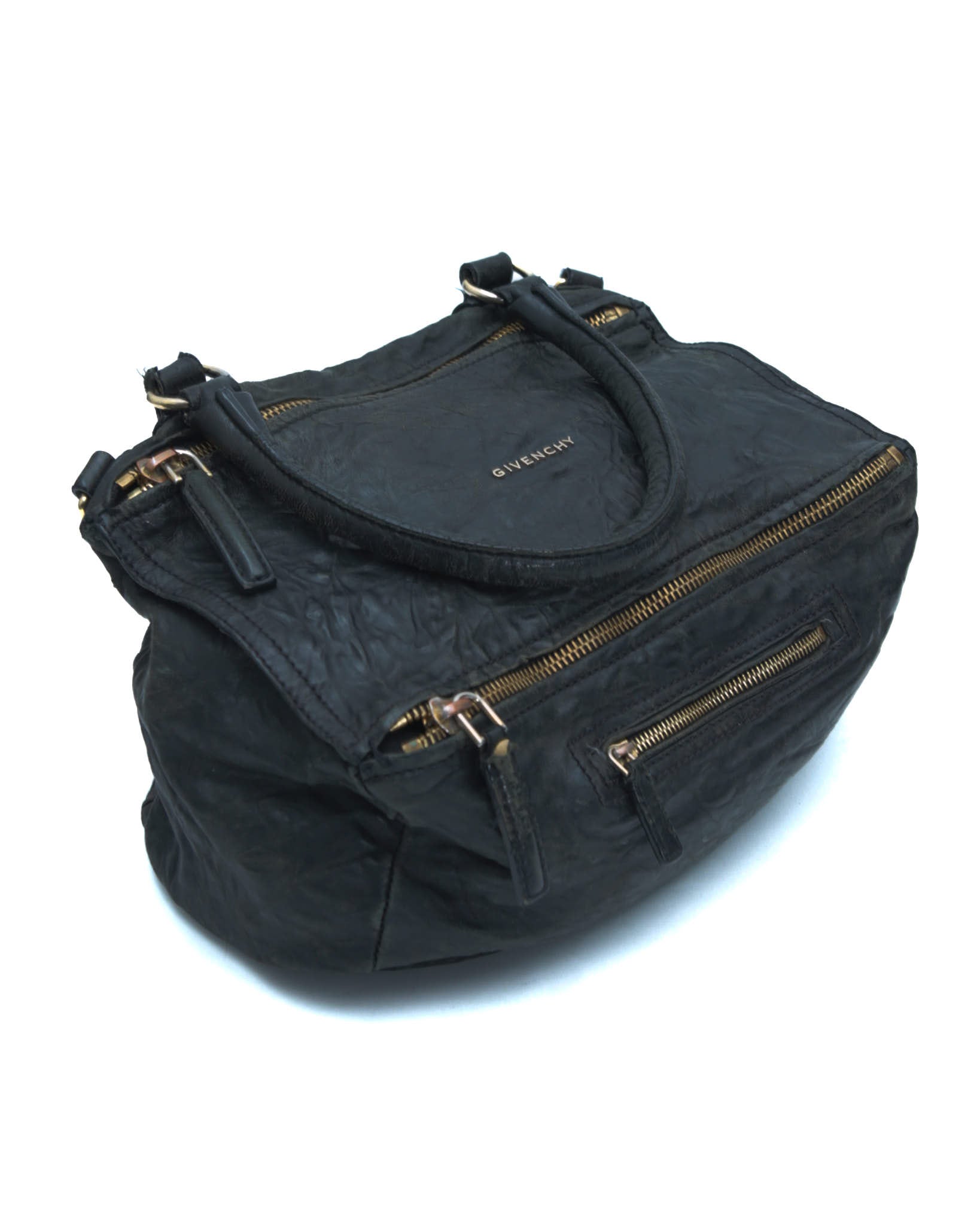 キンハナ pandora black leather bag with golden hardware – ANEMONIA