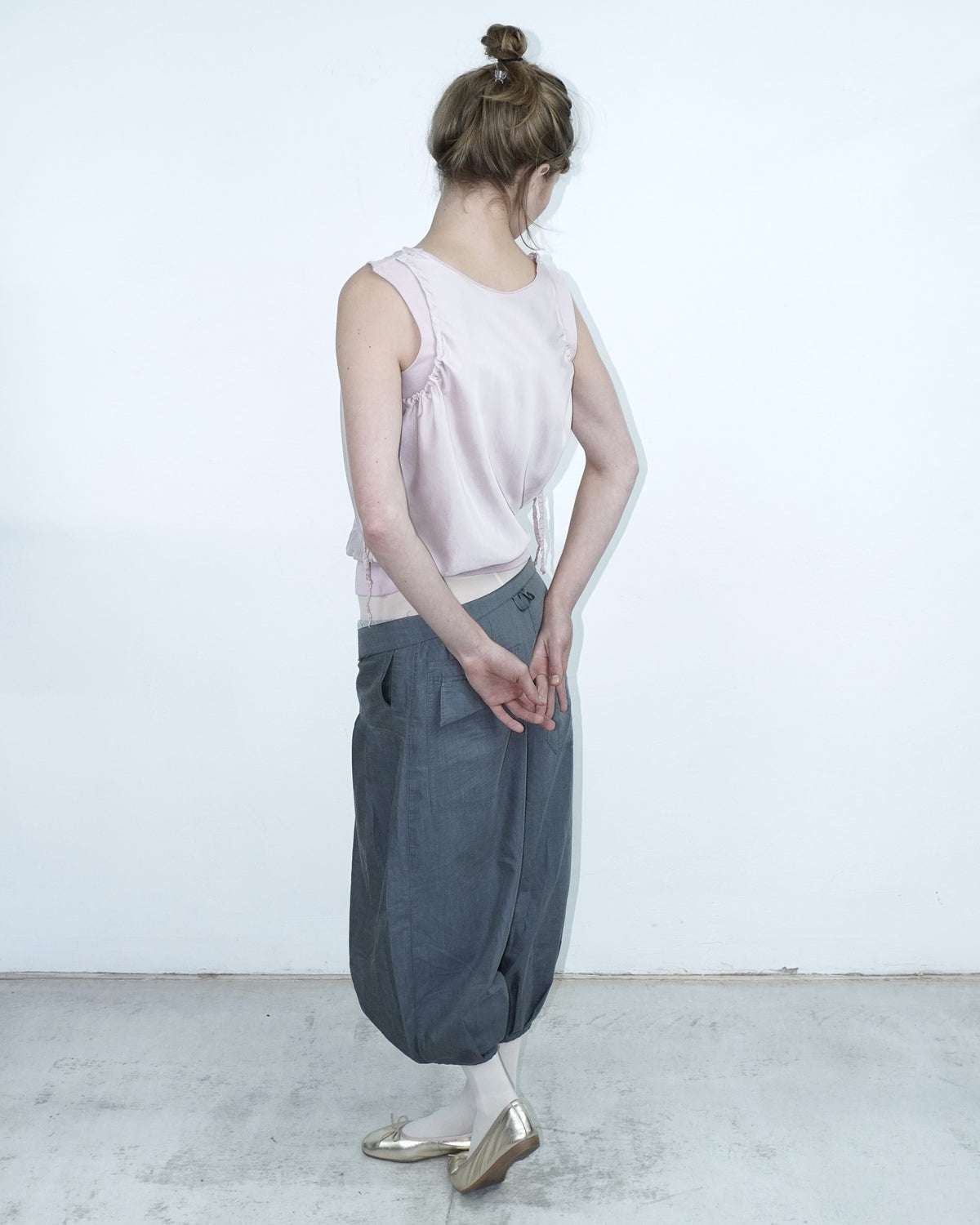pastel pink silk top
