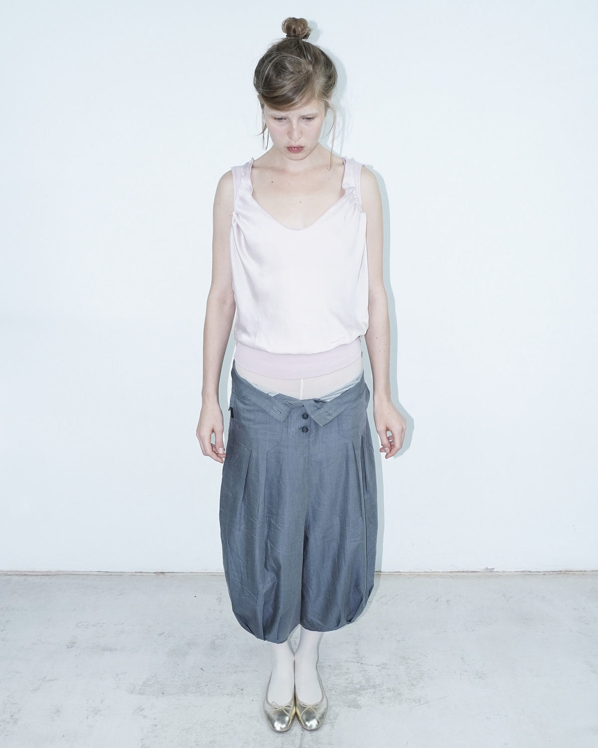 pastel pink silk top