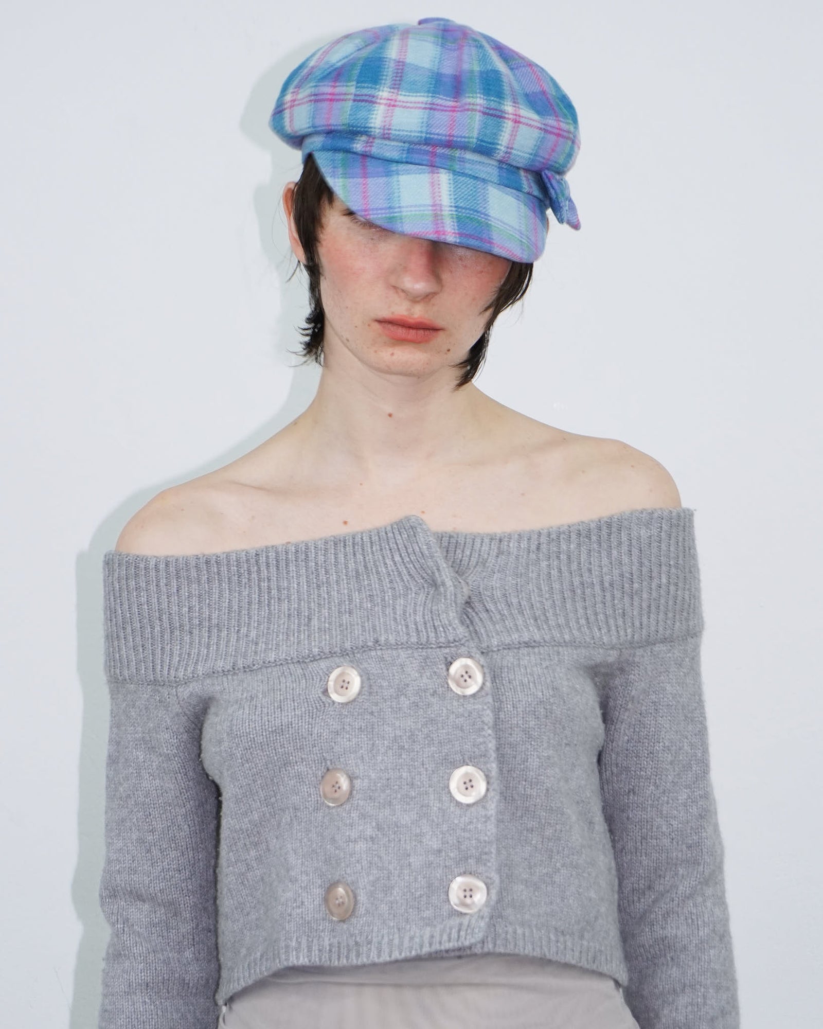 pastel tartan newsboy cap