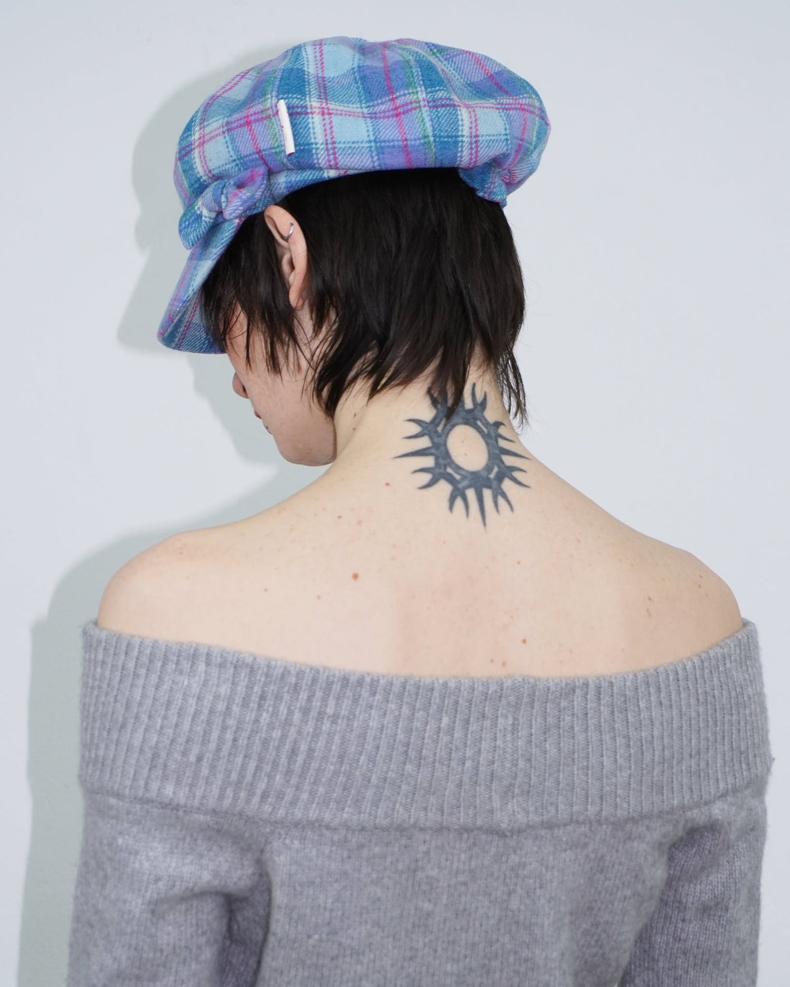 pastel tartan newsboy cap