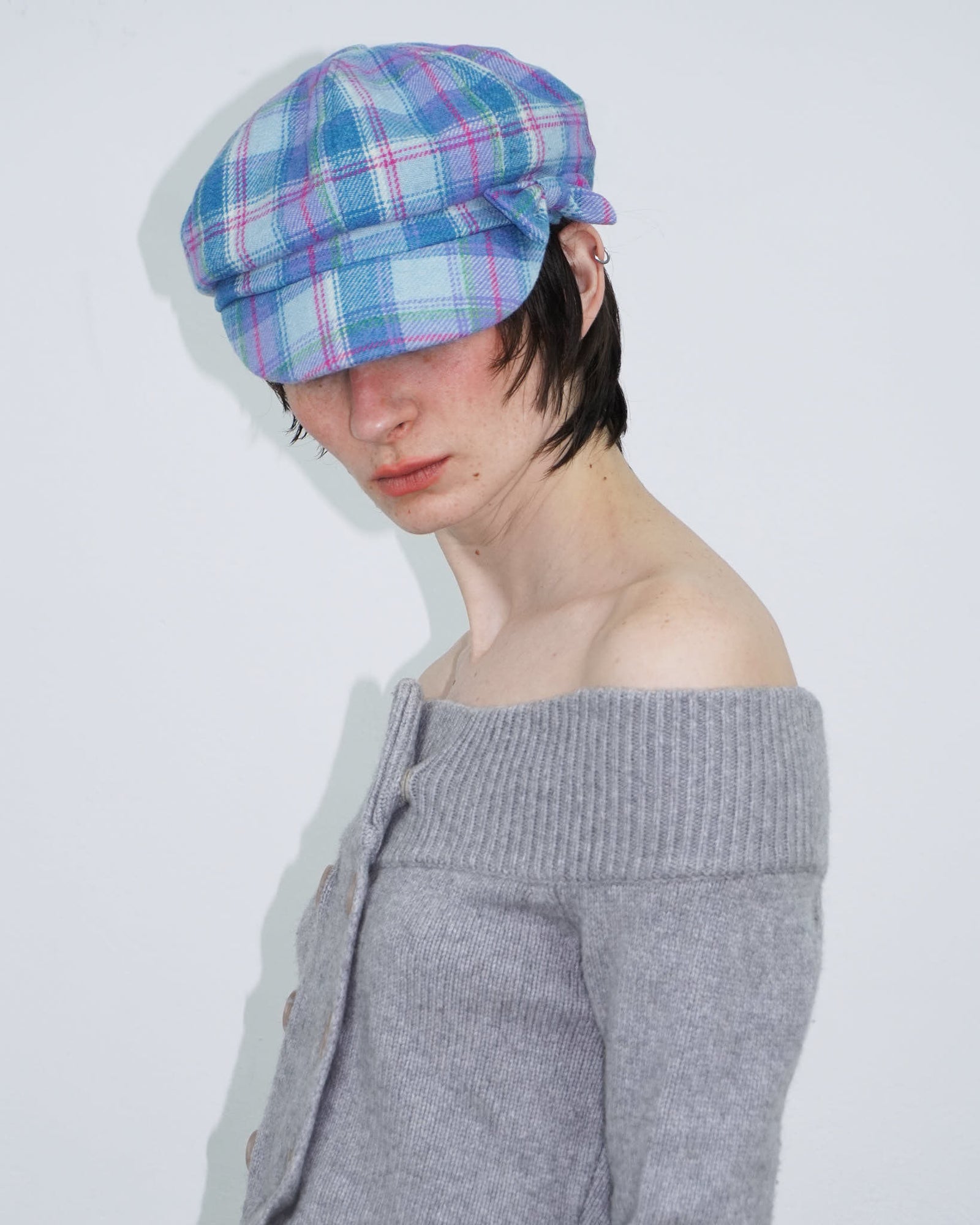 pastel tartan newsboy cap