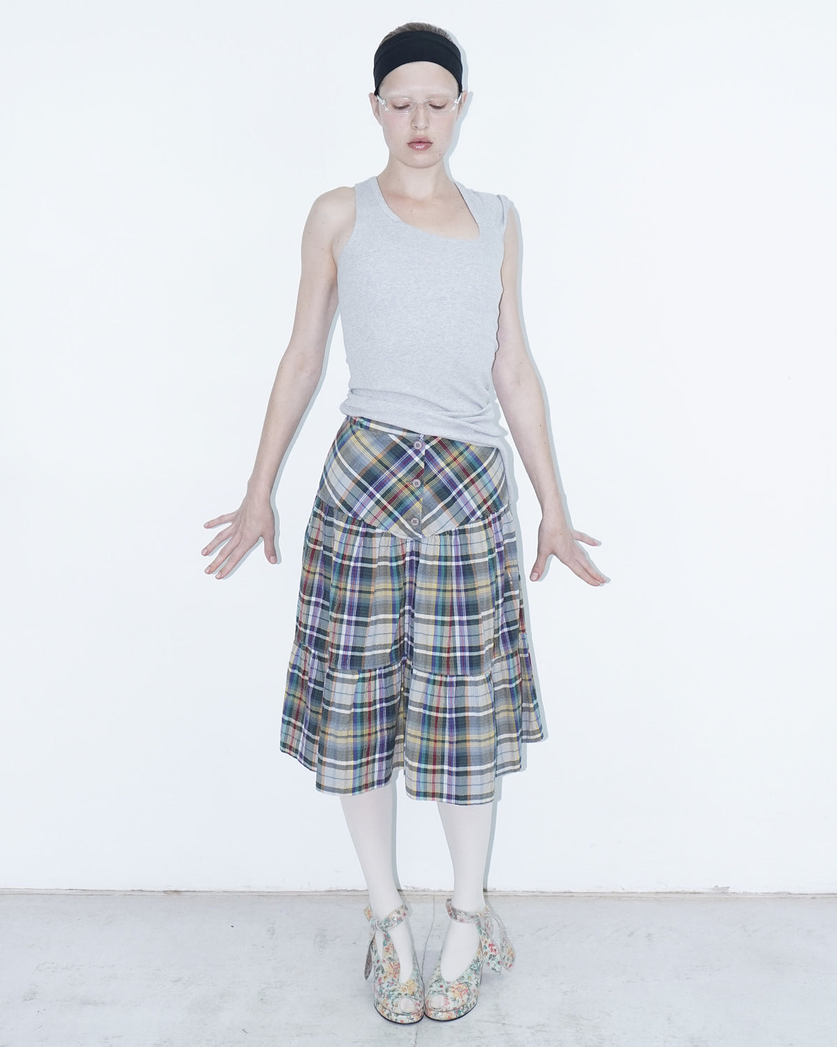 plaid midi skirt