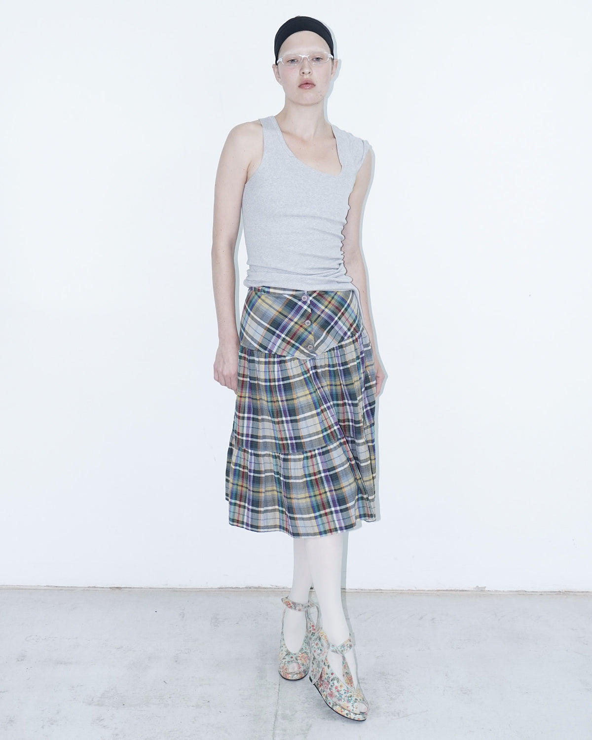 plaid midi skirt
