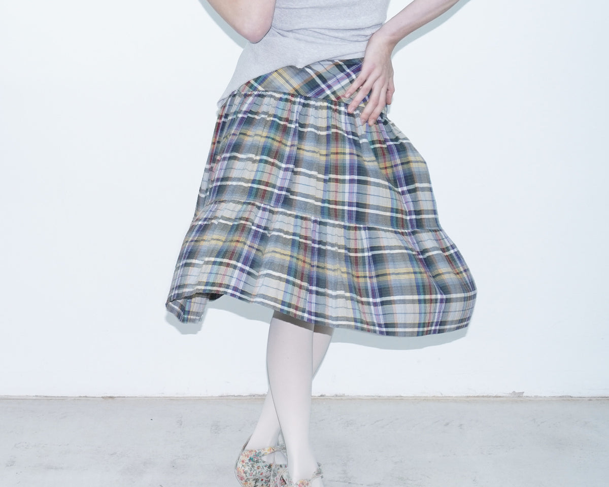 plaid midi skirt