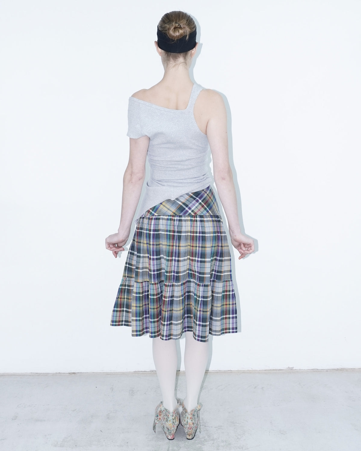 plaid midi skirt