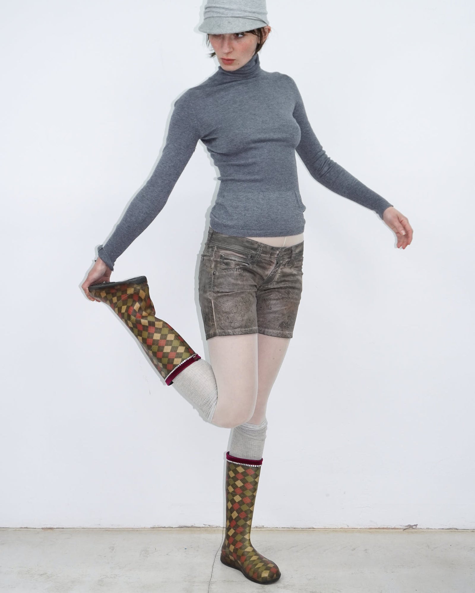 plaid rubber rain boots