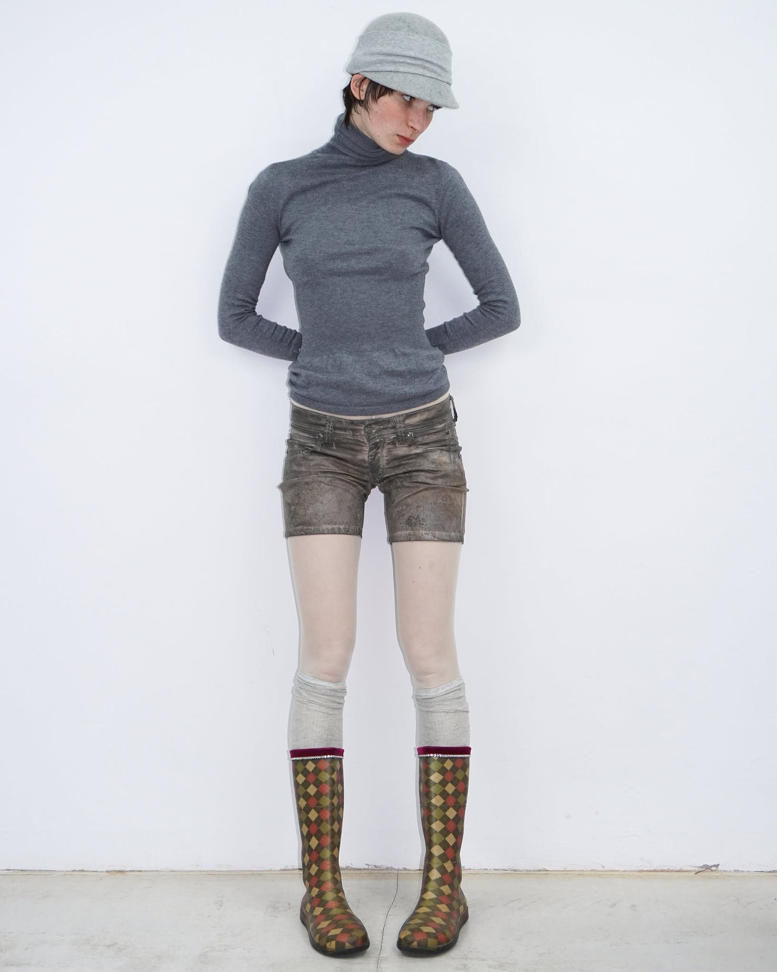 plaid rubber rain boots