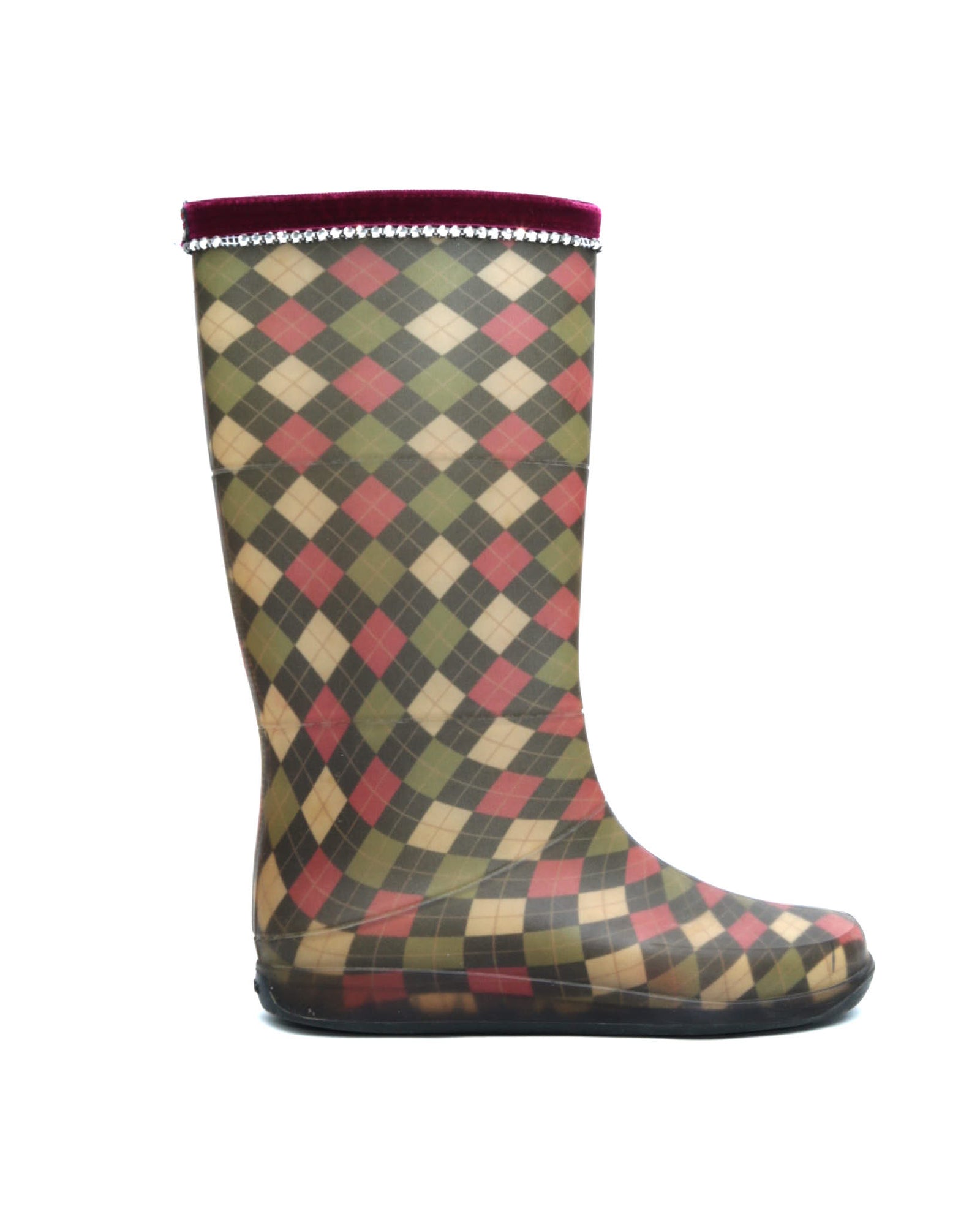 plaid rubber rain boots
